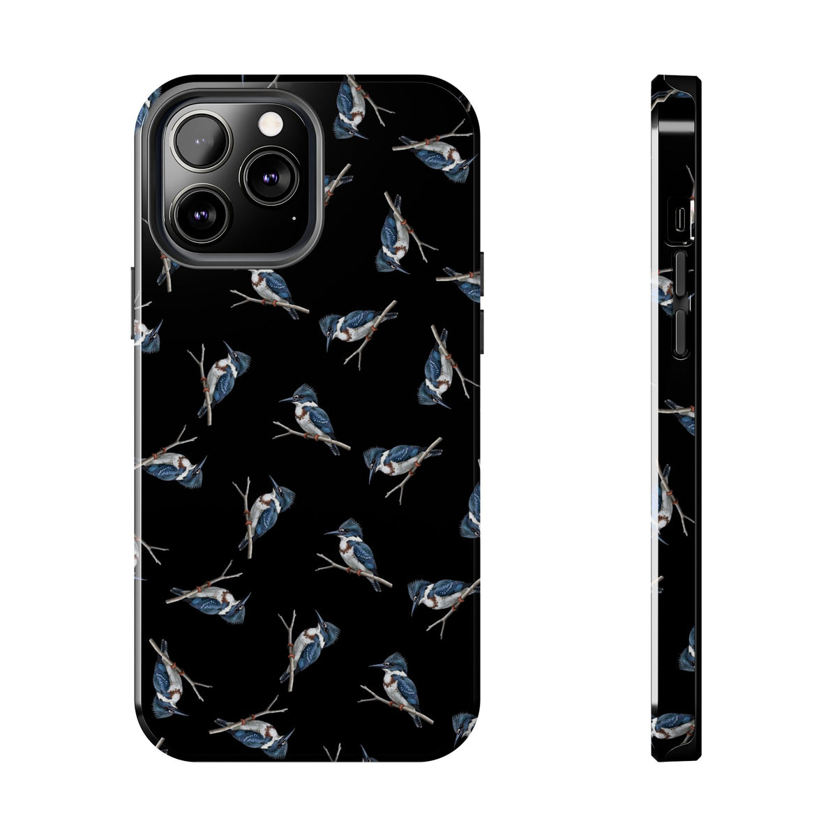 Belted Kingfisher iPhone Case Black – Premium Tough Phone Cover for Bird Lovers
