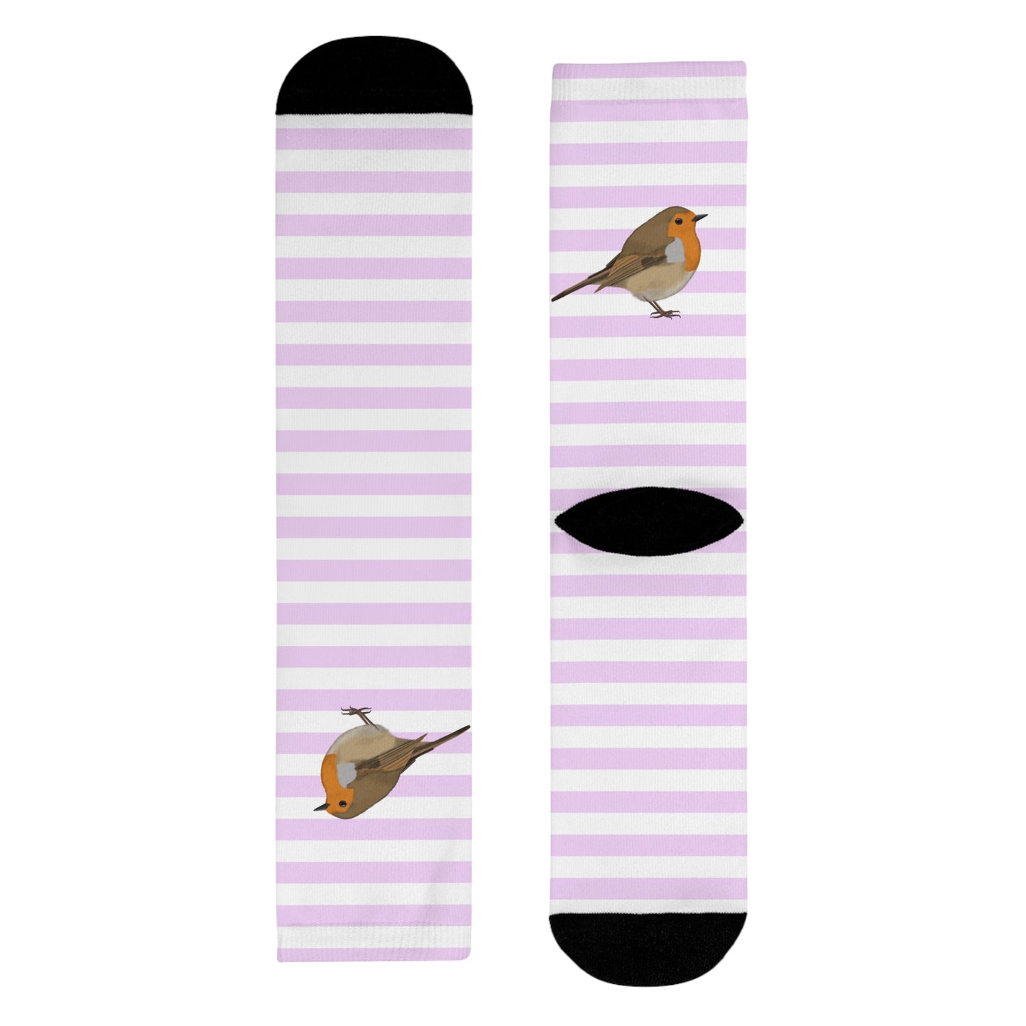 Rotkehlchen Vogel Socken mit Rosa Weißen Streifen für Vogelfreunde & Vogelbeobachter