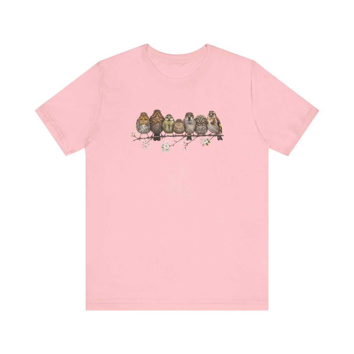 Rotkehlchen Amsel Blaumeise Jungvogel Premium T-Shirt | Frühlingsblüten Vogelmotiv für Vogelbeobachter