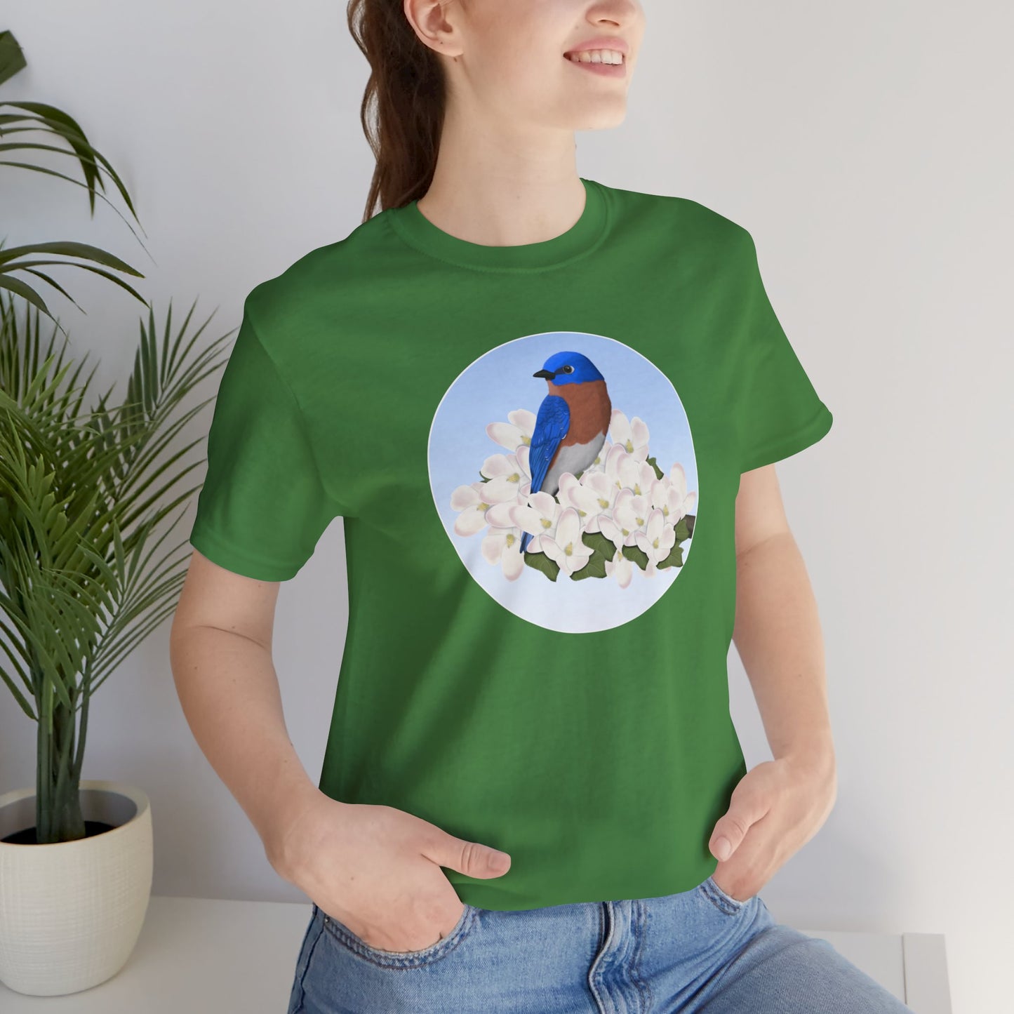 Bluebird and Spring Apple Blossoms Bird T-Shirt