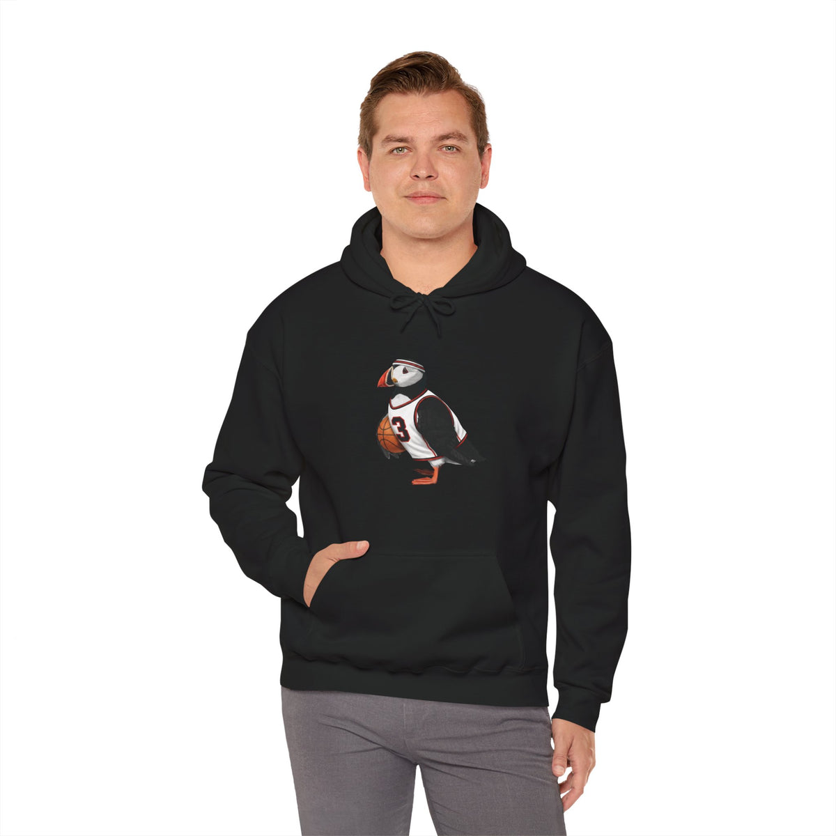 Puffin Funny Basketball Bird Hoodie – Unique Hoops Fan Gift – Soft, Unisex Jumper for Players