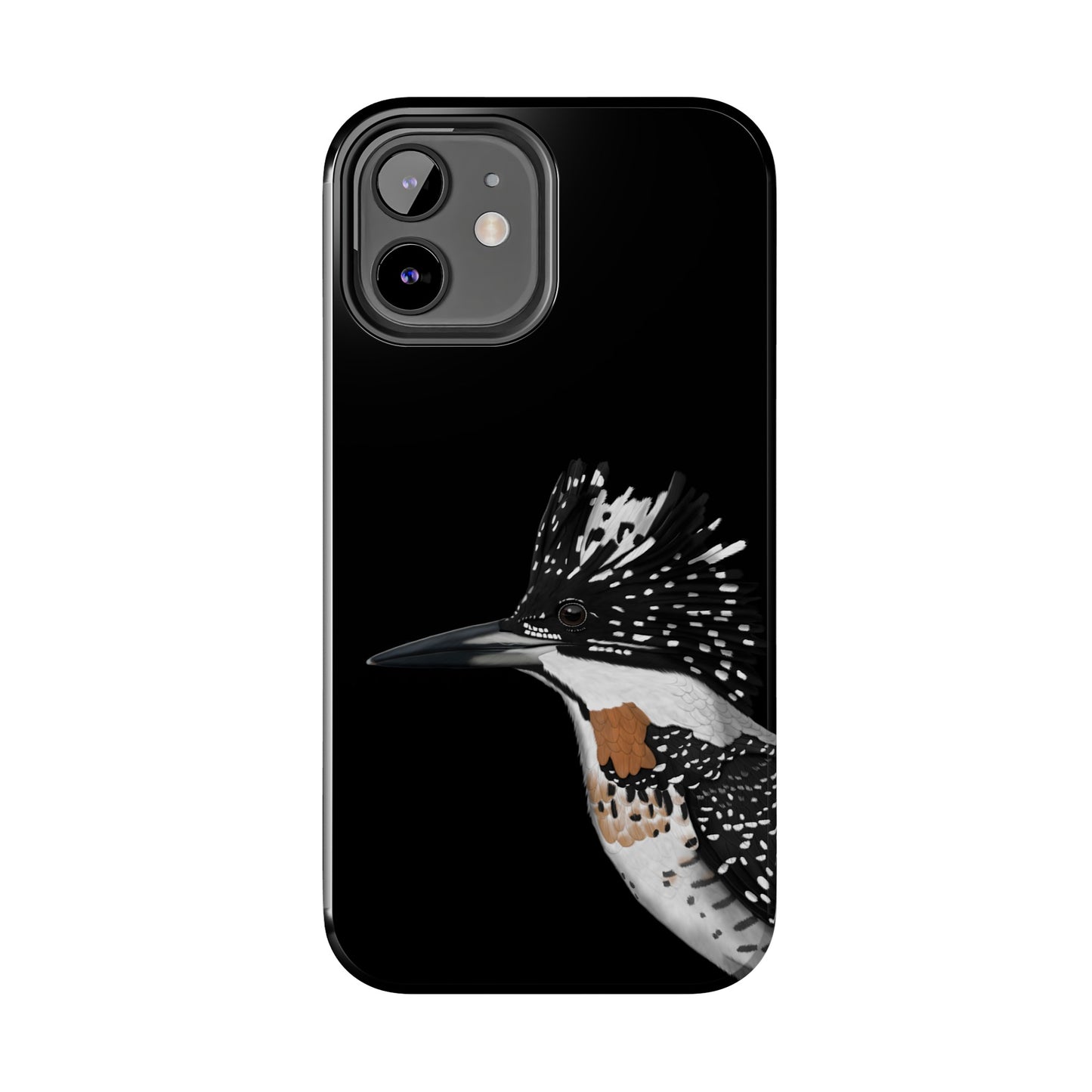 Crested Kingfisher Bird Art Tough Phone Case Black