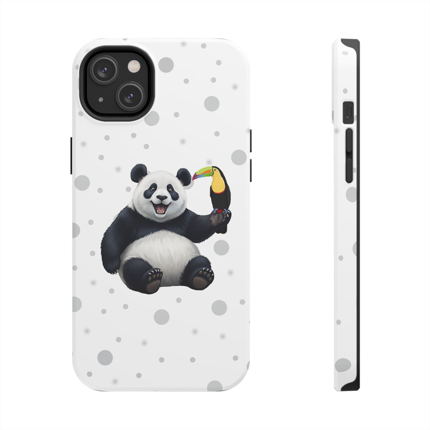Cute Panda Bear with a Toucan Animal iPhone Case - Dual-Layer PC/TPU Protective Cover for iPhone