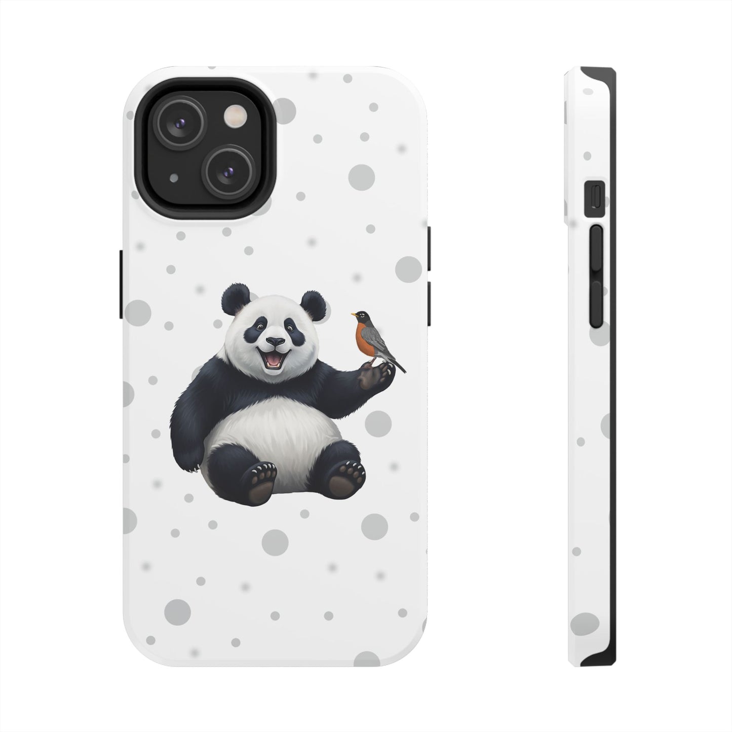 Cute Panda Bear with American Robin Animal iPhone Case - Dual-Layer PC/TPU Protective Cover for iPhone