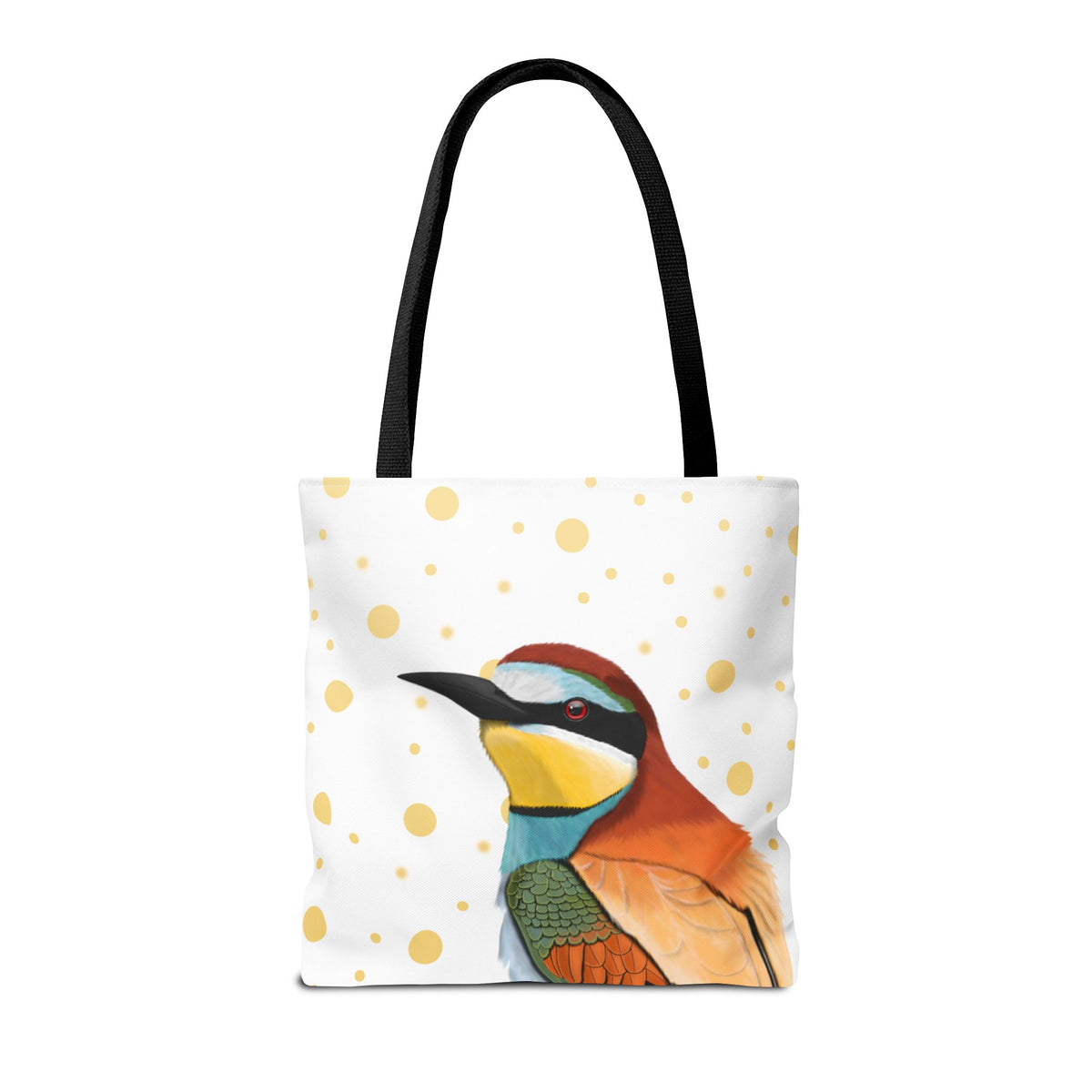 Bee-Eater Golden Dots Bird Tote Bag 16"x16" White Bags on Accessories background