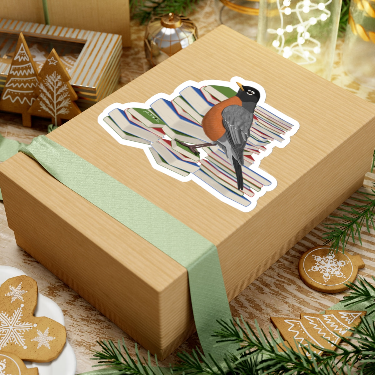 Robin Bird and Books Birdlover Bookworm Sticker