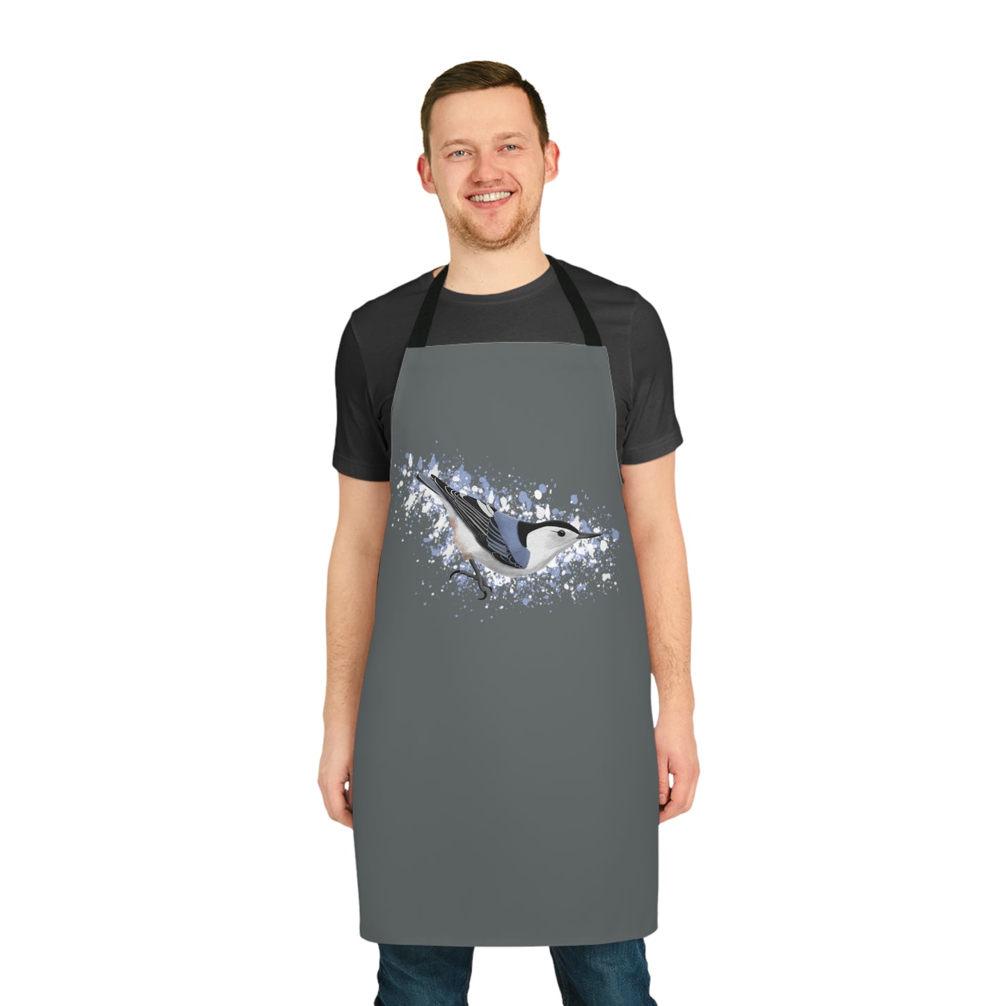 White-Breasted Nuthatch Bird Art Apron Dark Grey