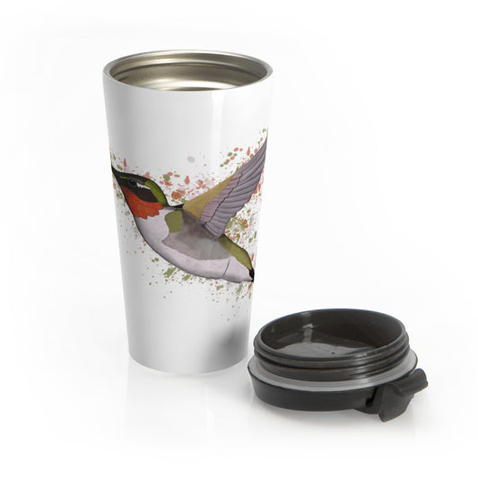 Hummingbird Bird White Stainless Steel Travel Mug 15oz - jz.birds