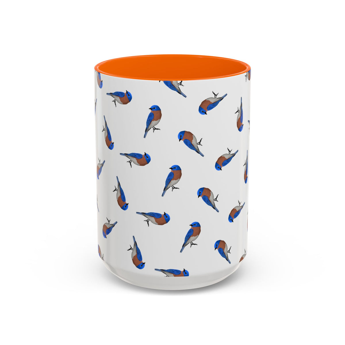 Bluebird All-Over Pattern Accent Mug | Colorful Bird Lover Gift for Birdwatchers