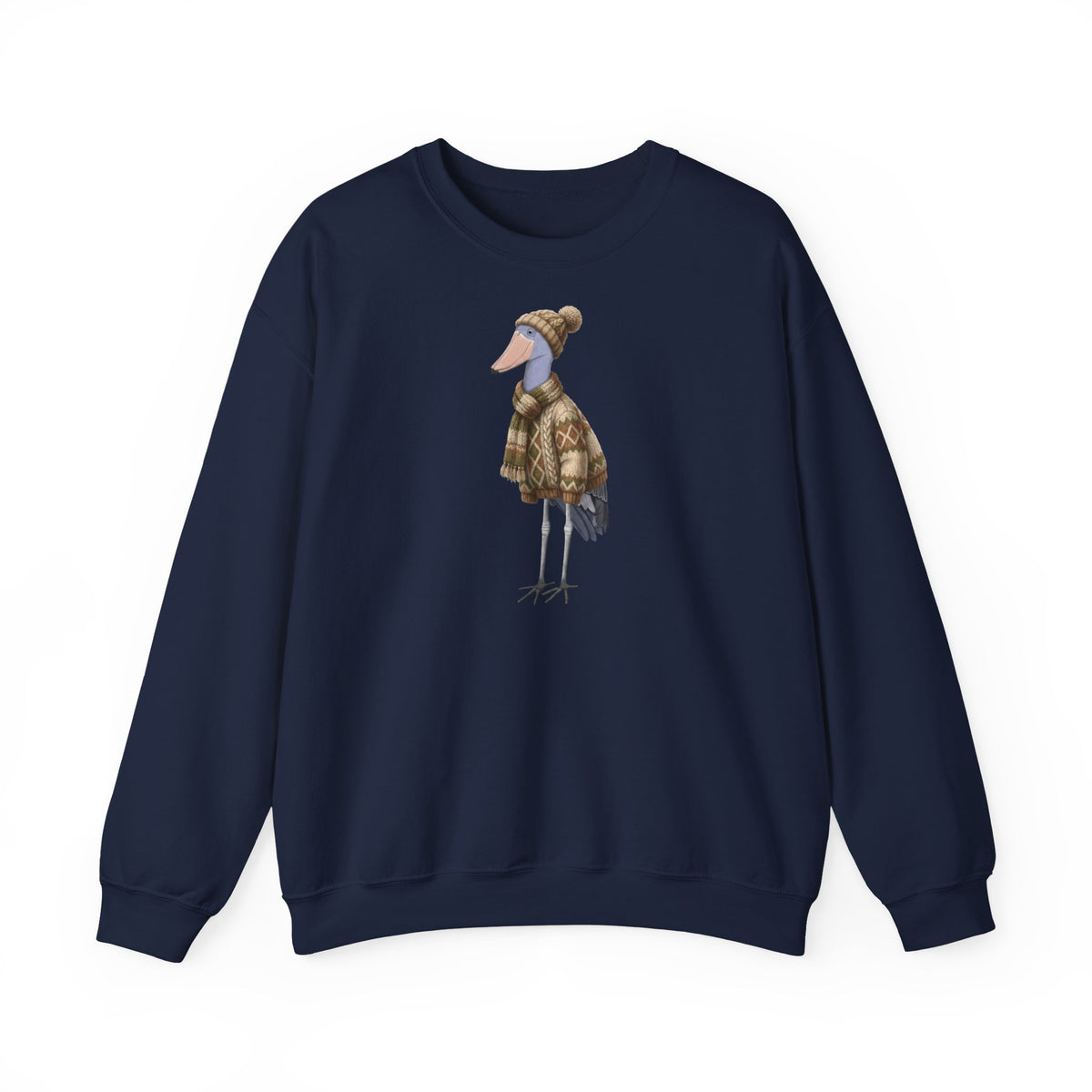Schuhschnabel in Strick Sweatshirt Vogelmotiv – Animal Graphic Tee, Casual Everyday Wear