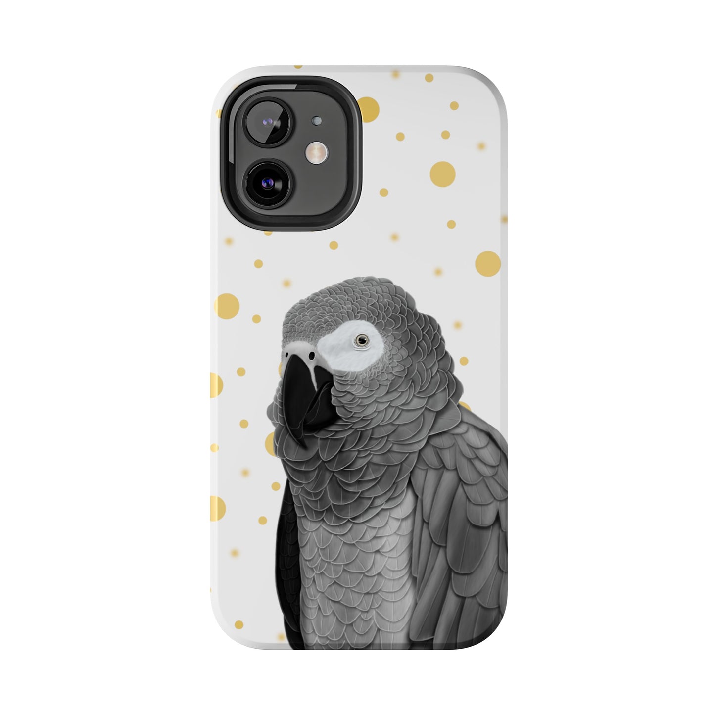 Grey Parrot Bird Art Tough Phone Case White