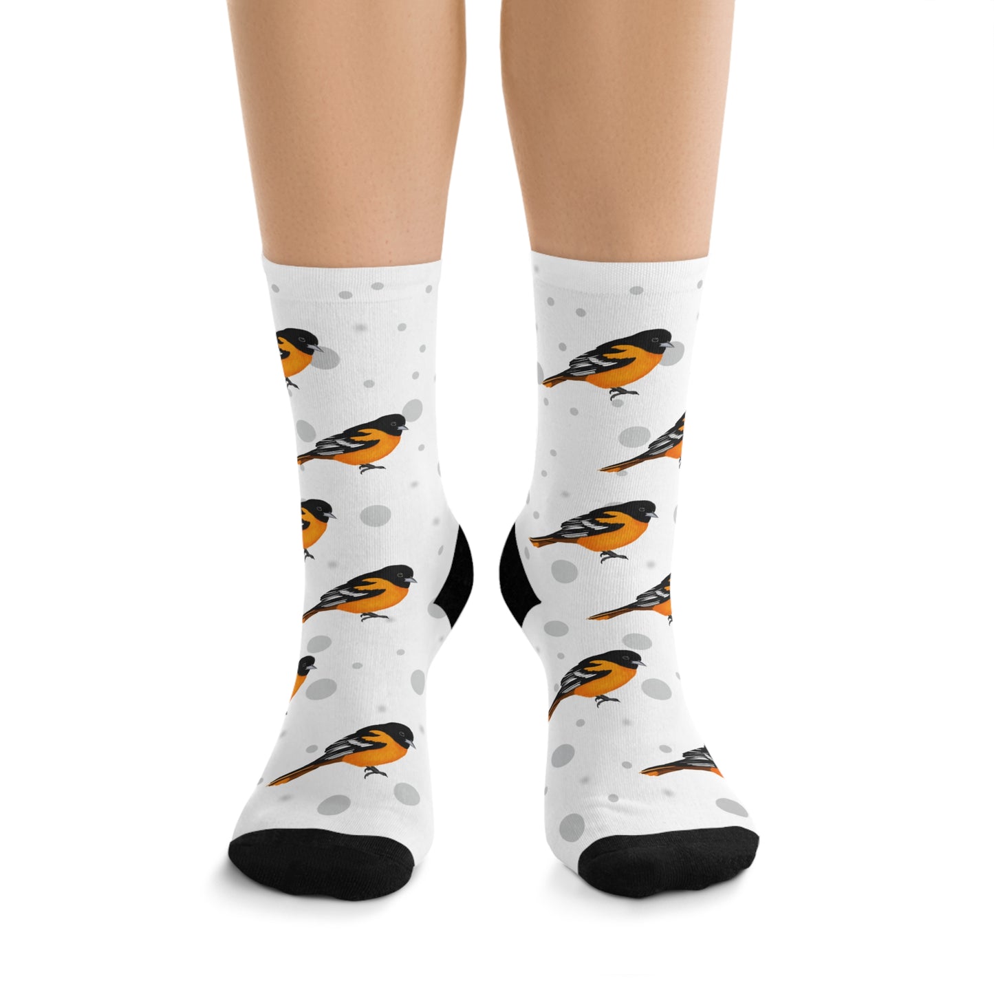 Baltimore Oriole Socks White Bird Socks for Bird Lovers One Size