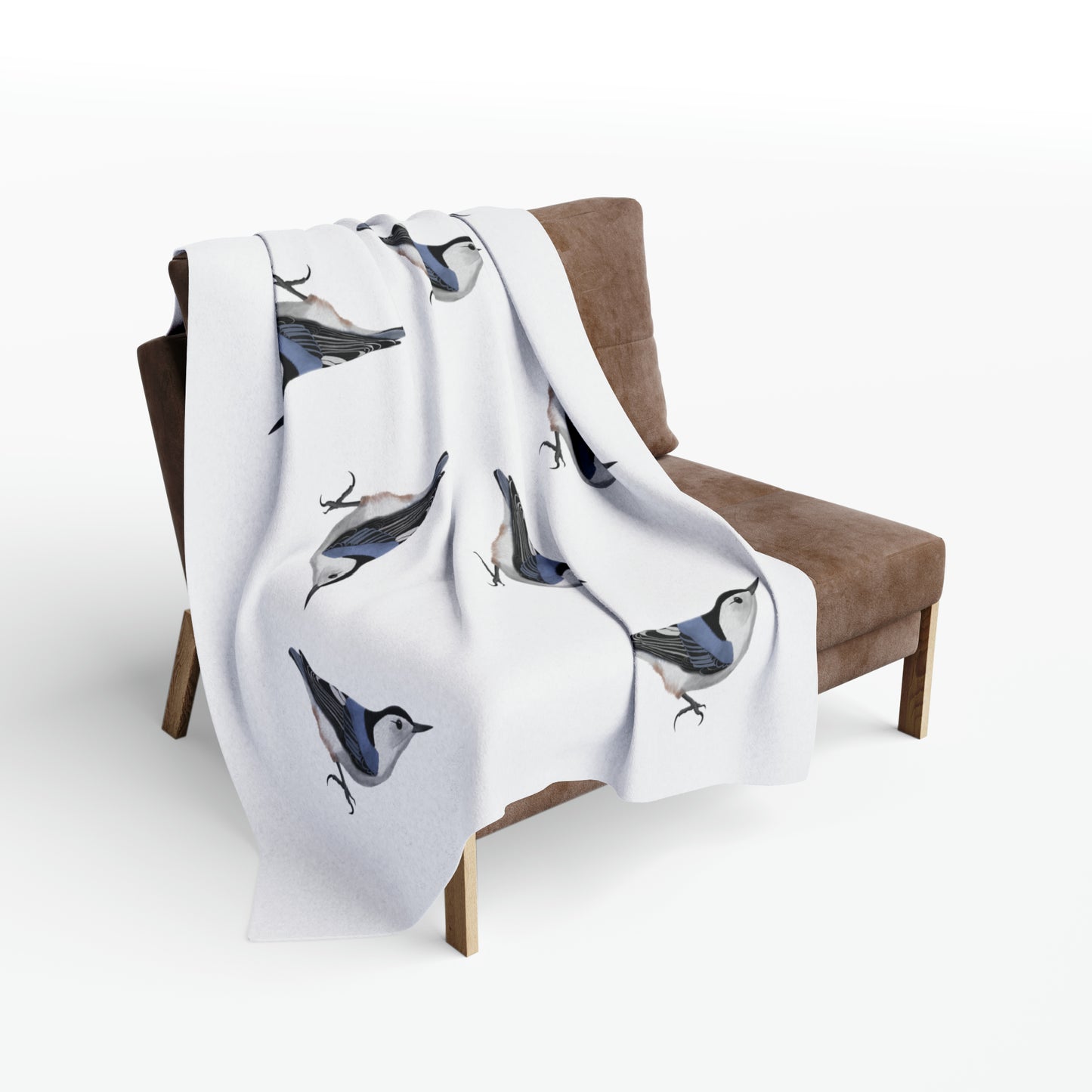 Nuthatch Bird Arctic Fleece Blanket White