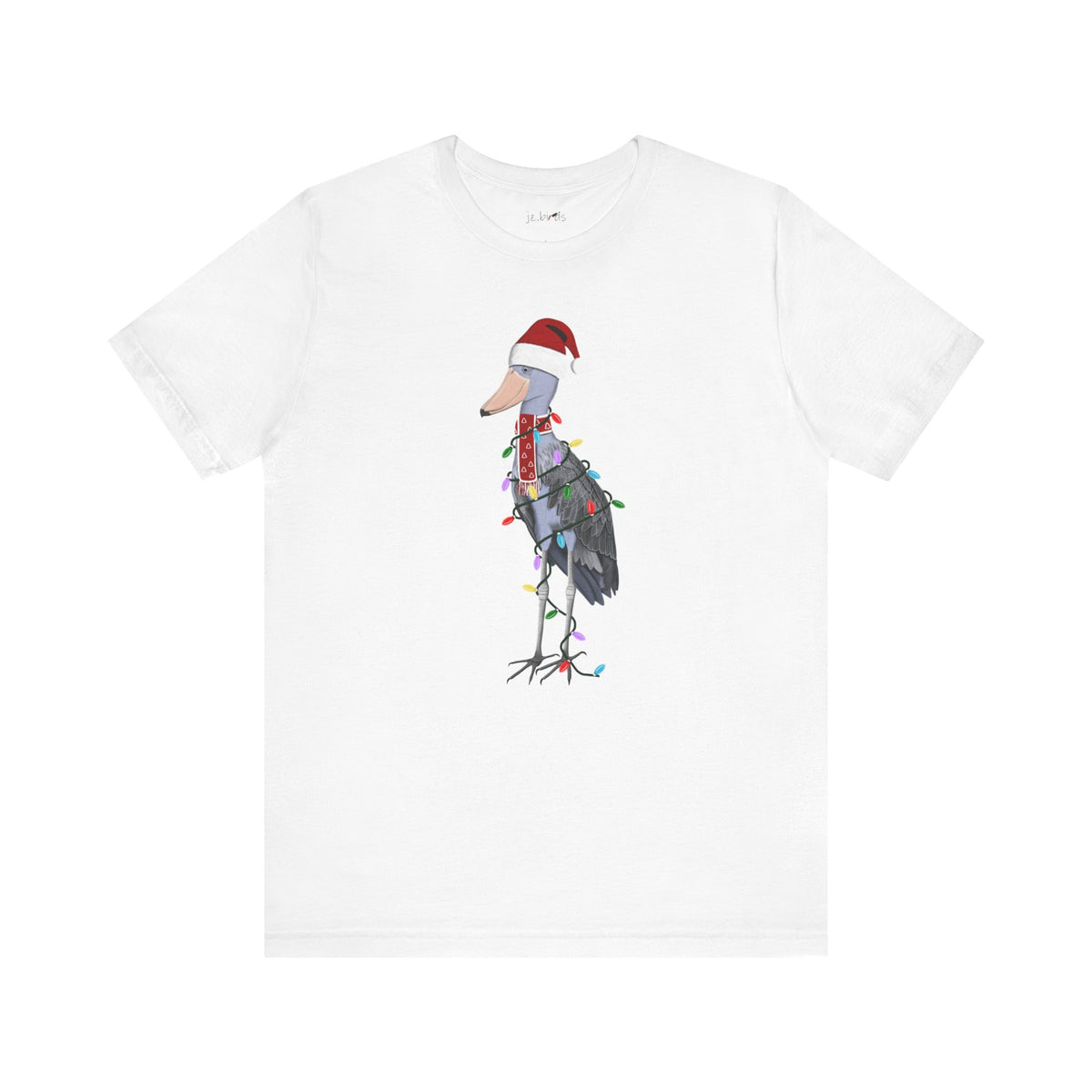 フェアリーライト付きハシビロコウのクリスマスバードTシャツ