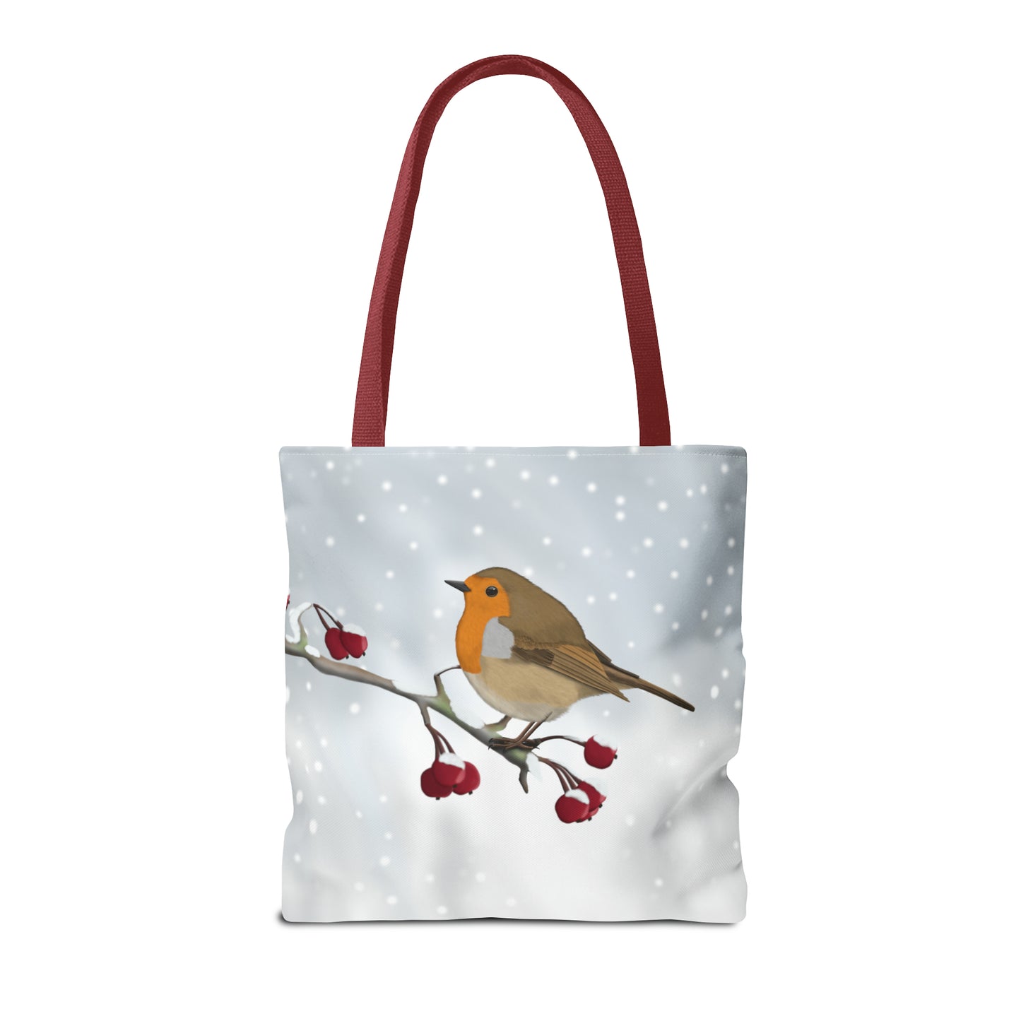 Robin on a Winter Branch Bird Tote Bag 16"x16" - jz.birds