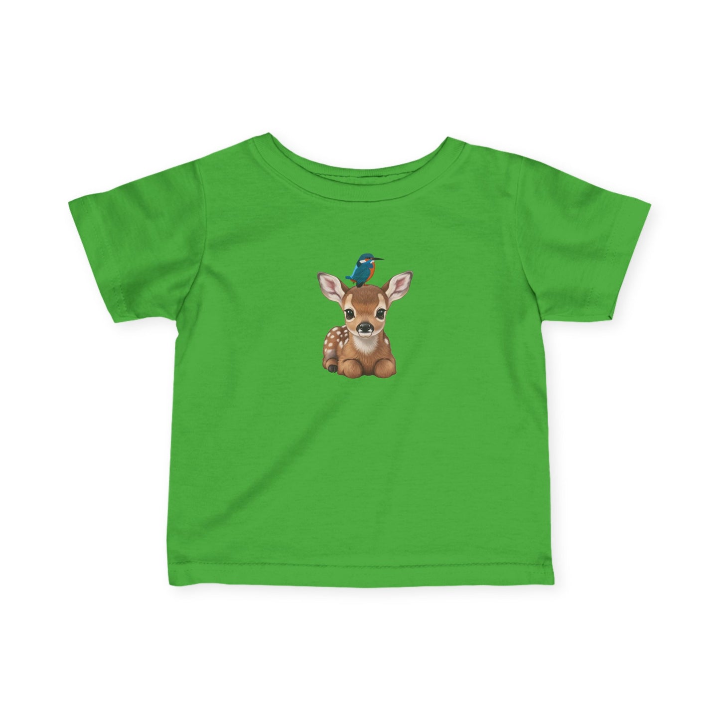 Rehkitz mit Eisvogel Baby T-Shirt Süßes Tiermotiv