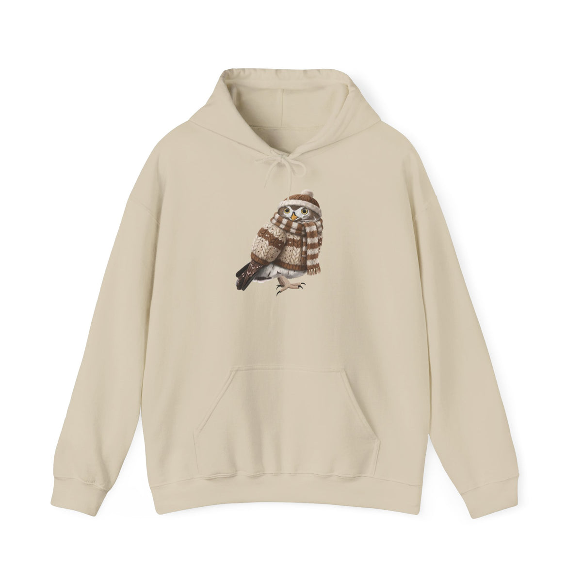 Eule mit Strickmütze Kapuzenpullover – artistic apparel und casual outerwear Stil