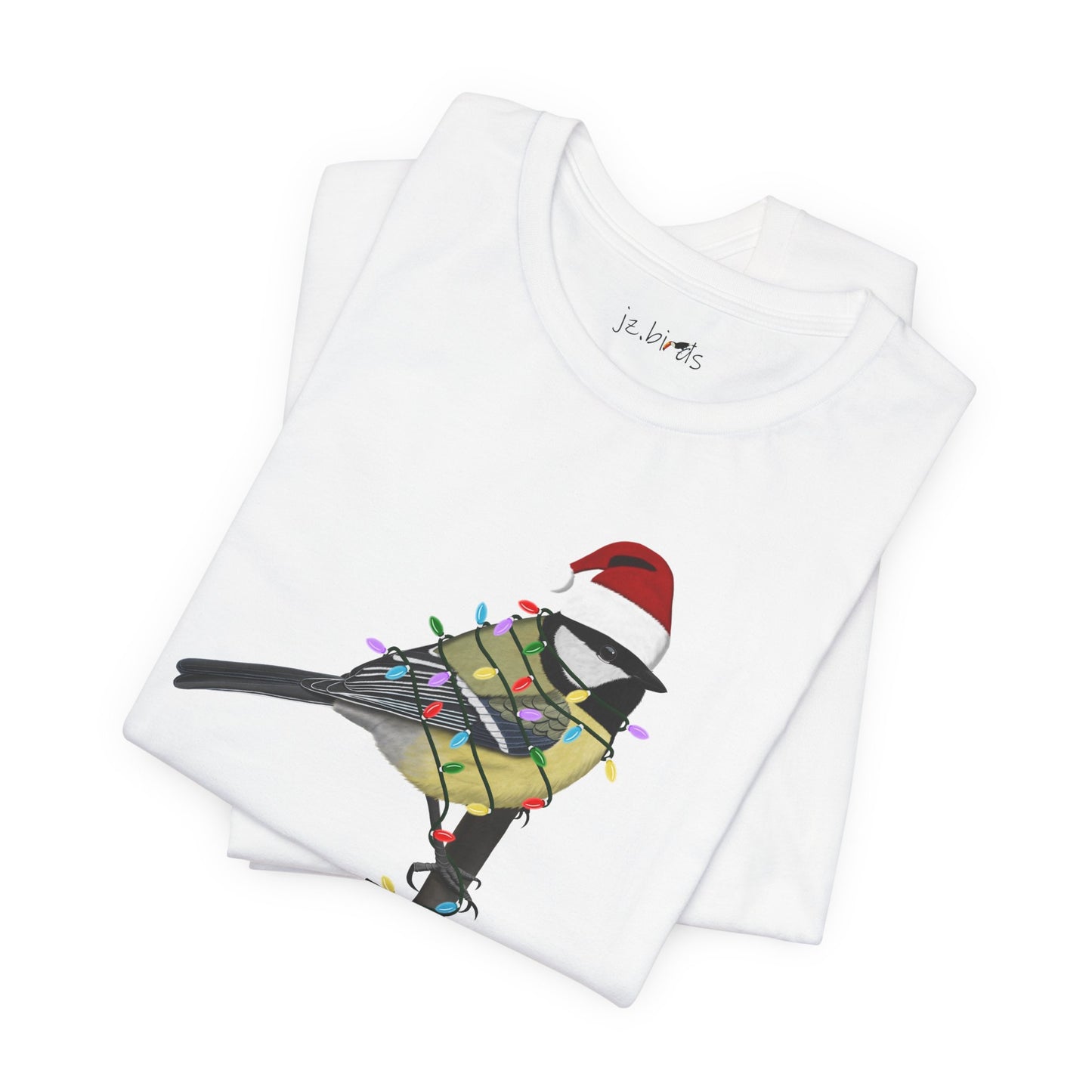 Chickadee with Fairy Lights Christmas Bird T-Shirt