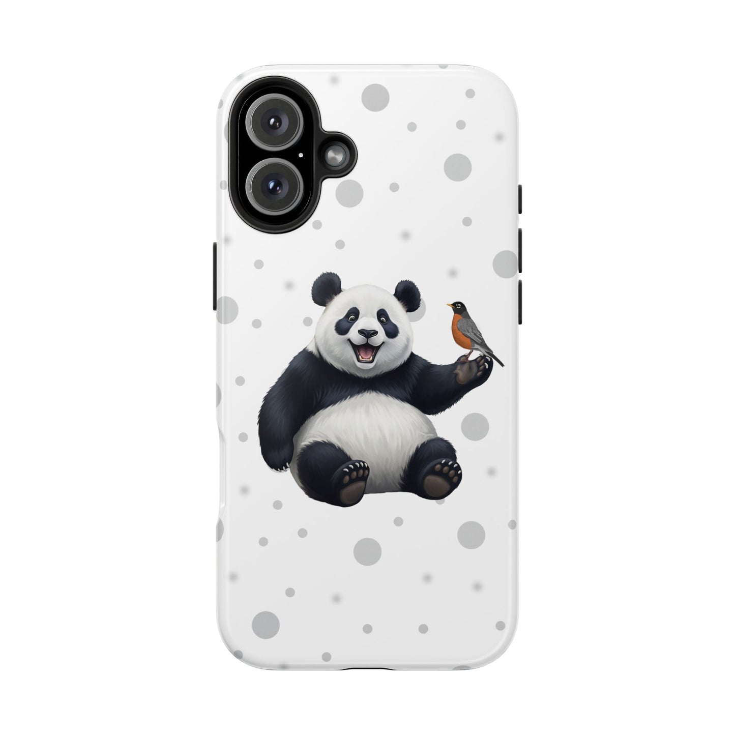 Cute Panda Bear with American Robin Animal iPhone Case - Dual-Layer PC/TPU Protective Cover for iPhone