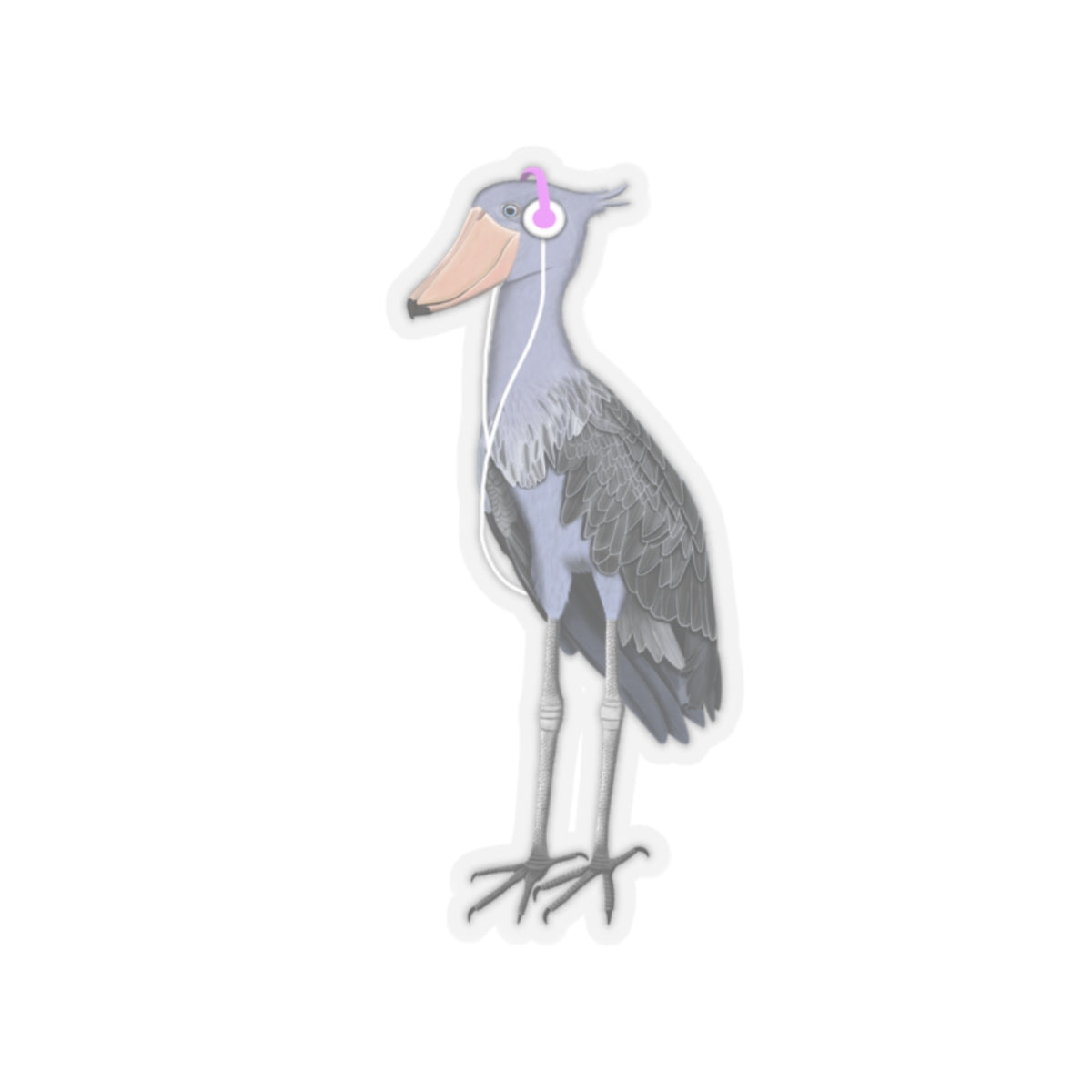 Shoebill Bird with Music Headphones Sticker