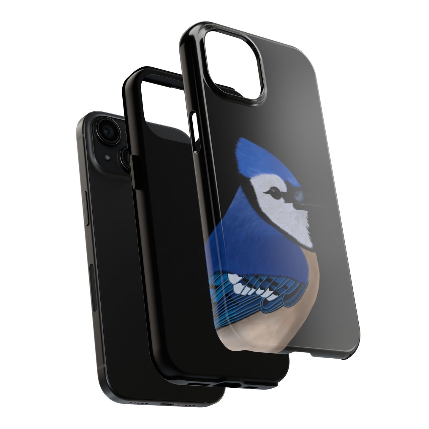 Blue Jay Bird Art Tough Phone Case Black