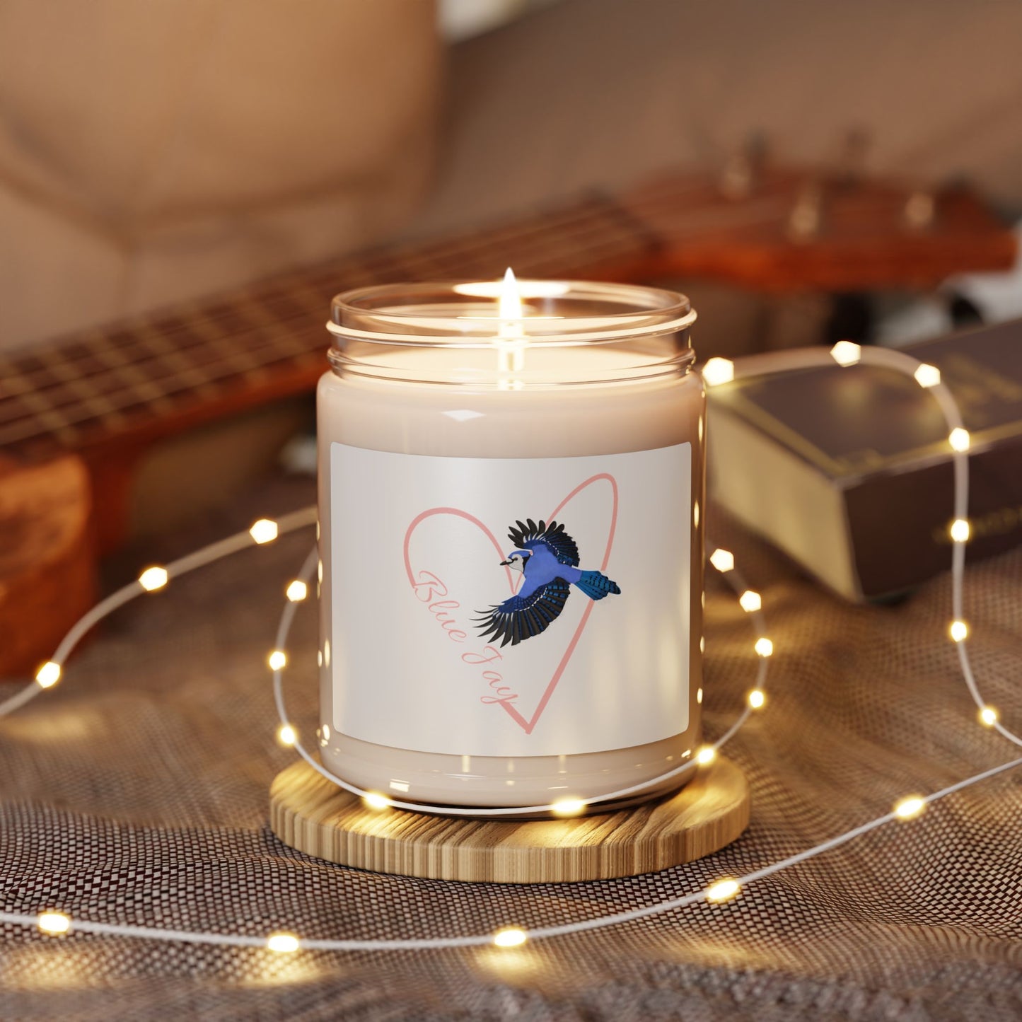 Blue Jay Scented Soy Candle Bird with Heart 9oz