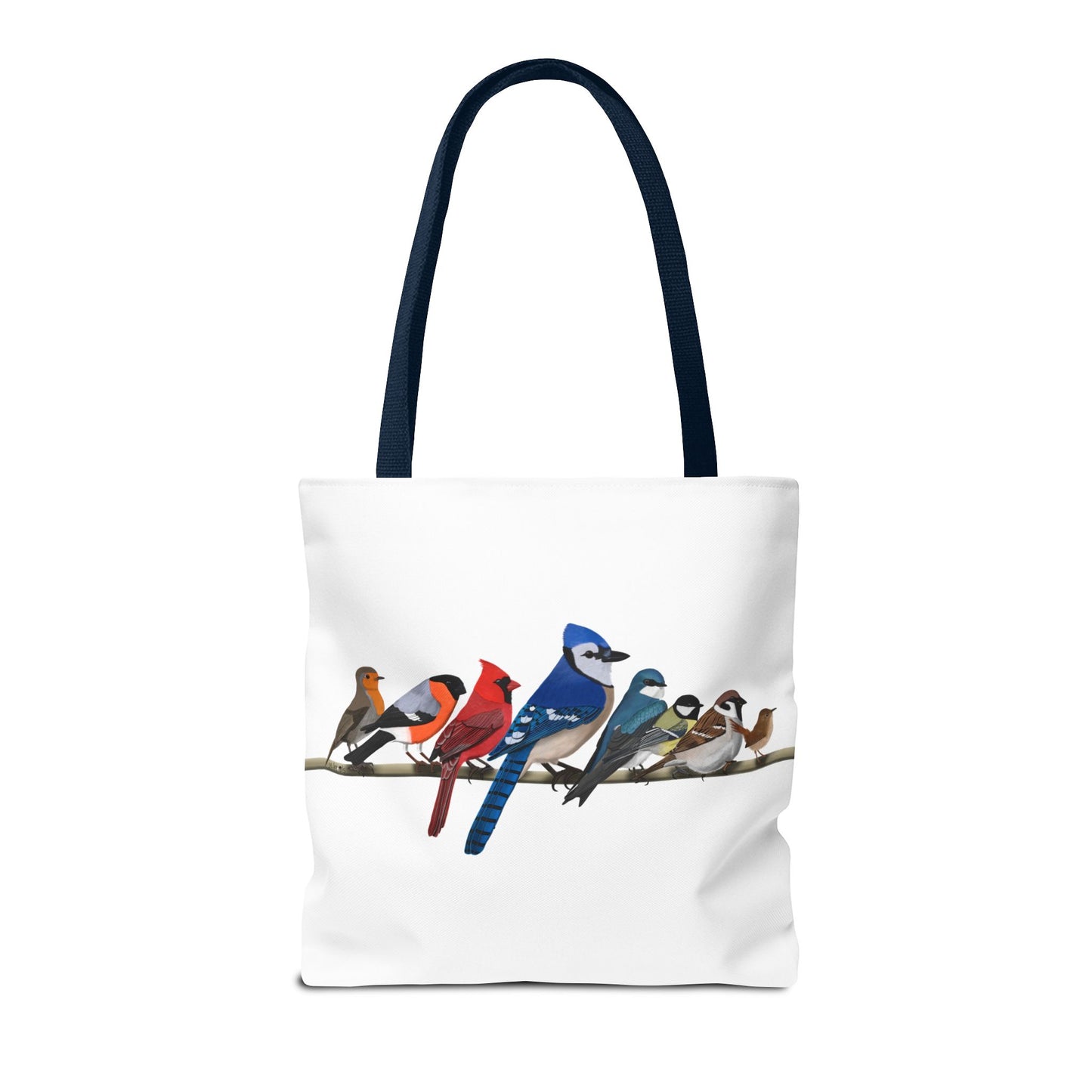 Birds on a Branch Tote Bag 16"x16" Blue Jay Cardinal Robin for Bird Lovers
