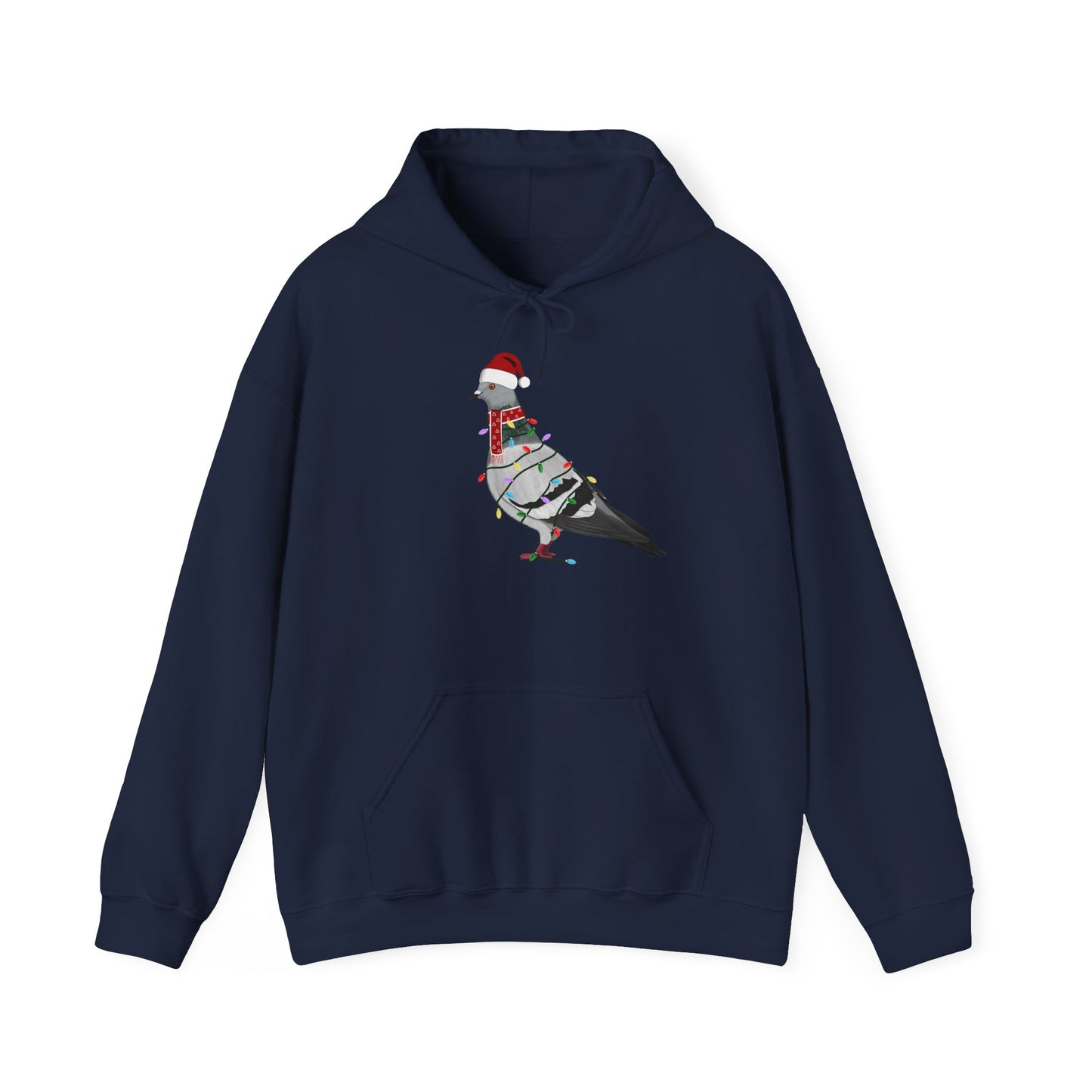 Taube Weihnachts-Hoodie - Vogel als Weihnachtsmann mit Lichterkette Sweater
