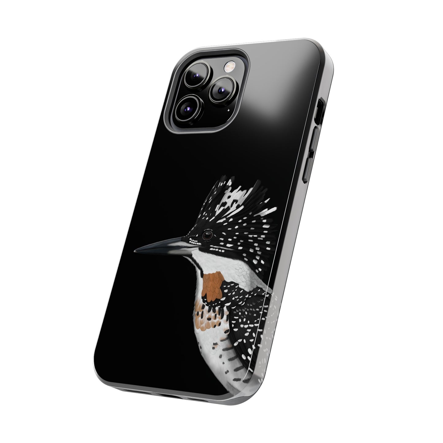 Crested Kingfisher Bird Art Tough Phone Case Black
