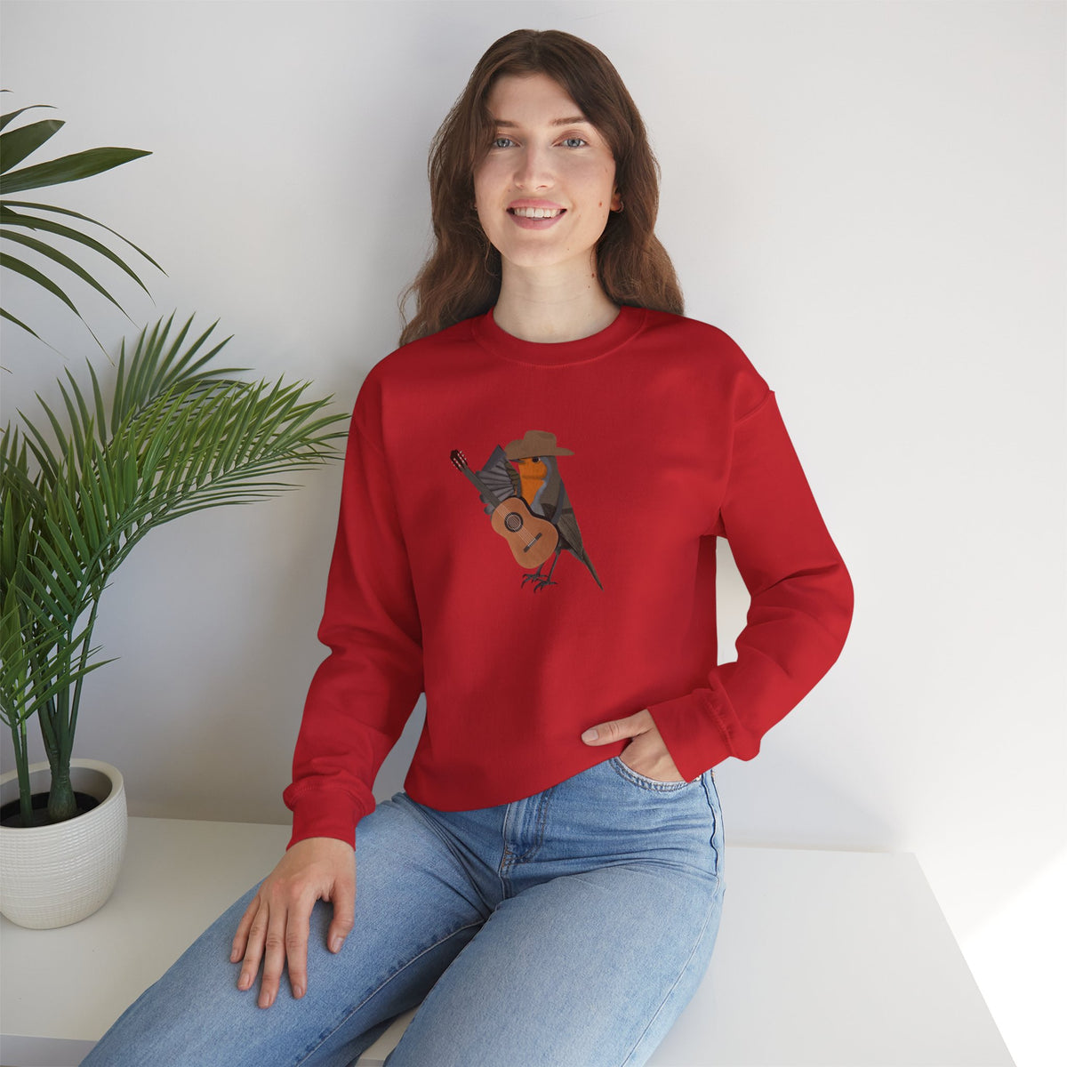 Robin Bird as Cowboy with Guitar Crewneck Sweatshirt