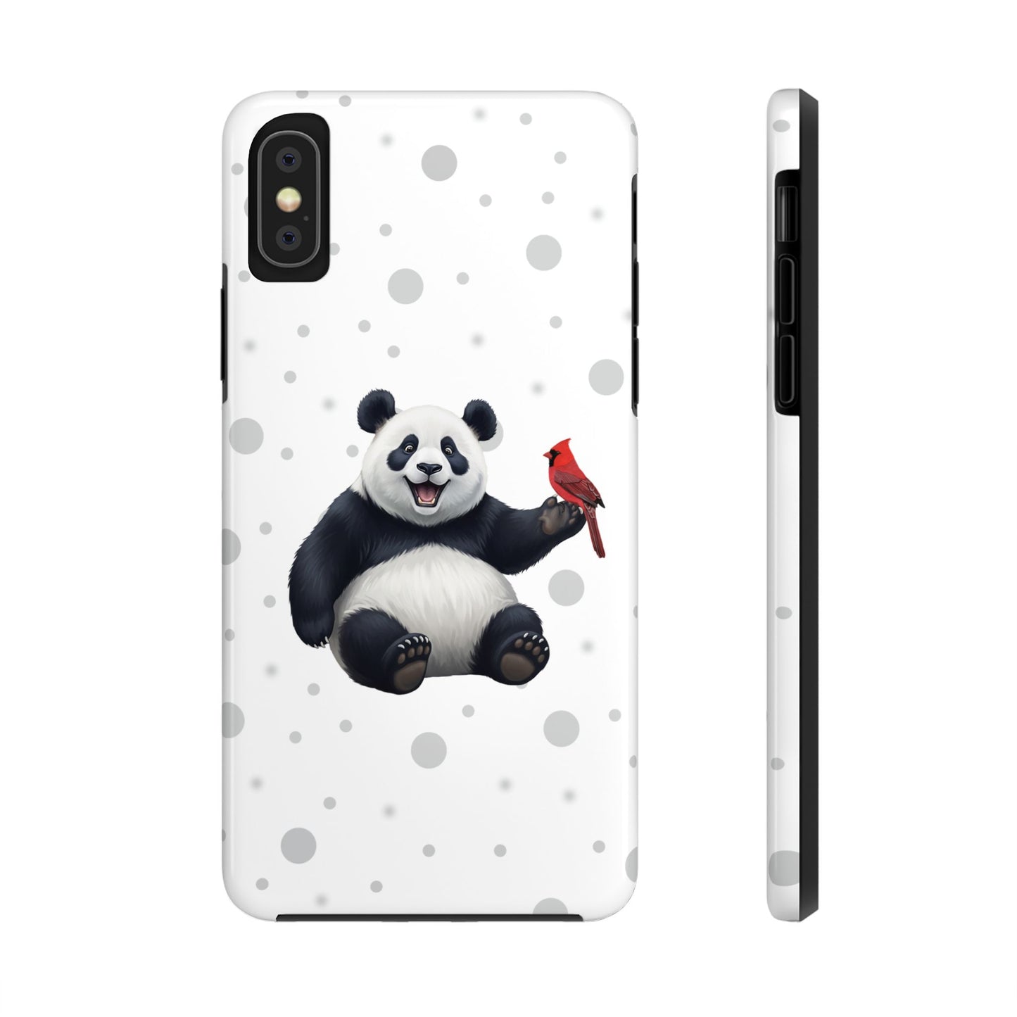 Cute Panda Bear with a Cardinal Animal iPhone Case - Dual-Layer PC/TPU Protective Cover for iPhone
