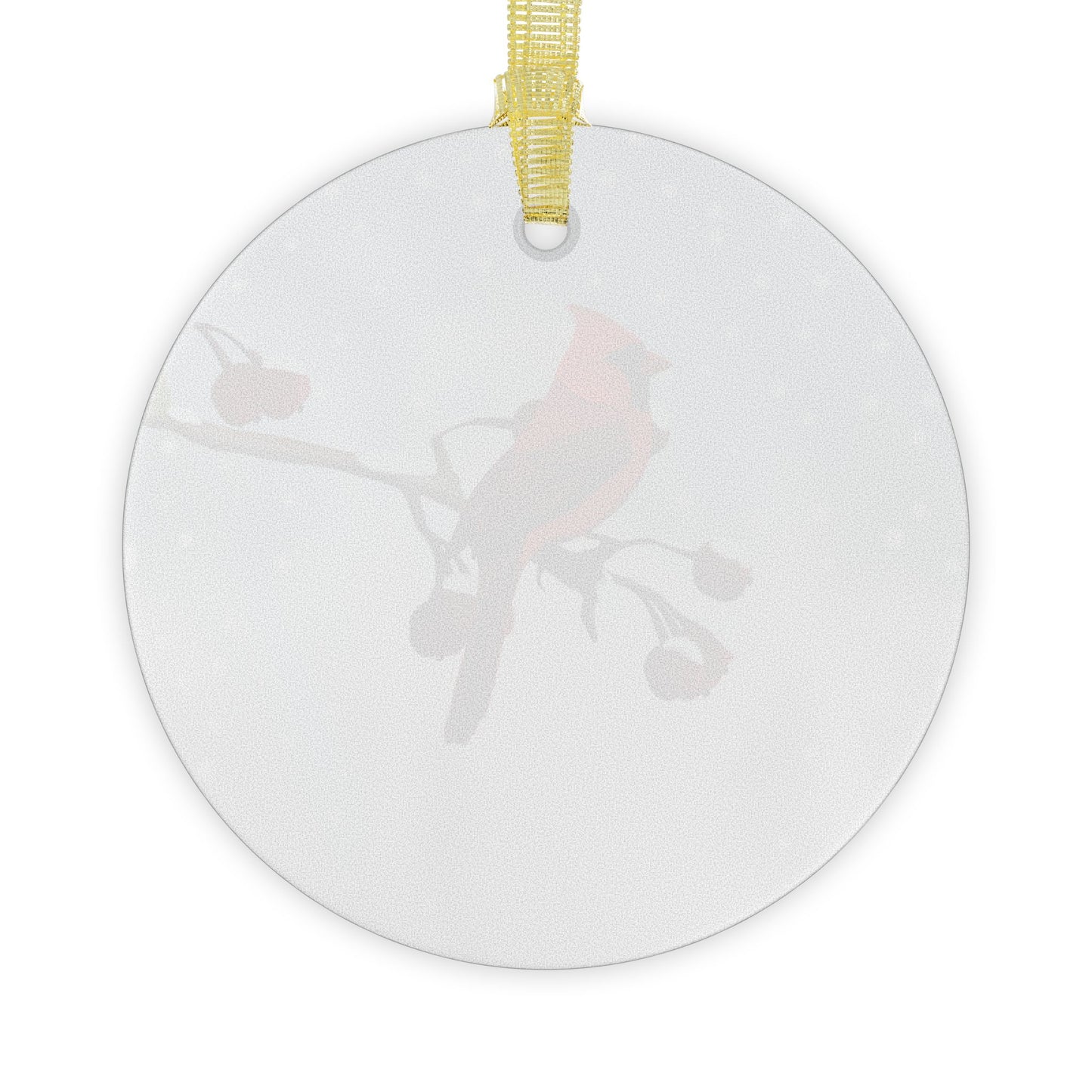 Cardinal Snow Bird Christmas Glass Ornament White