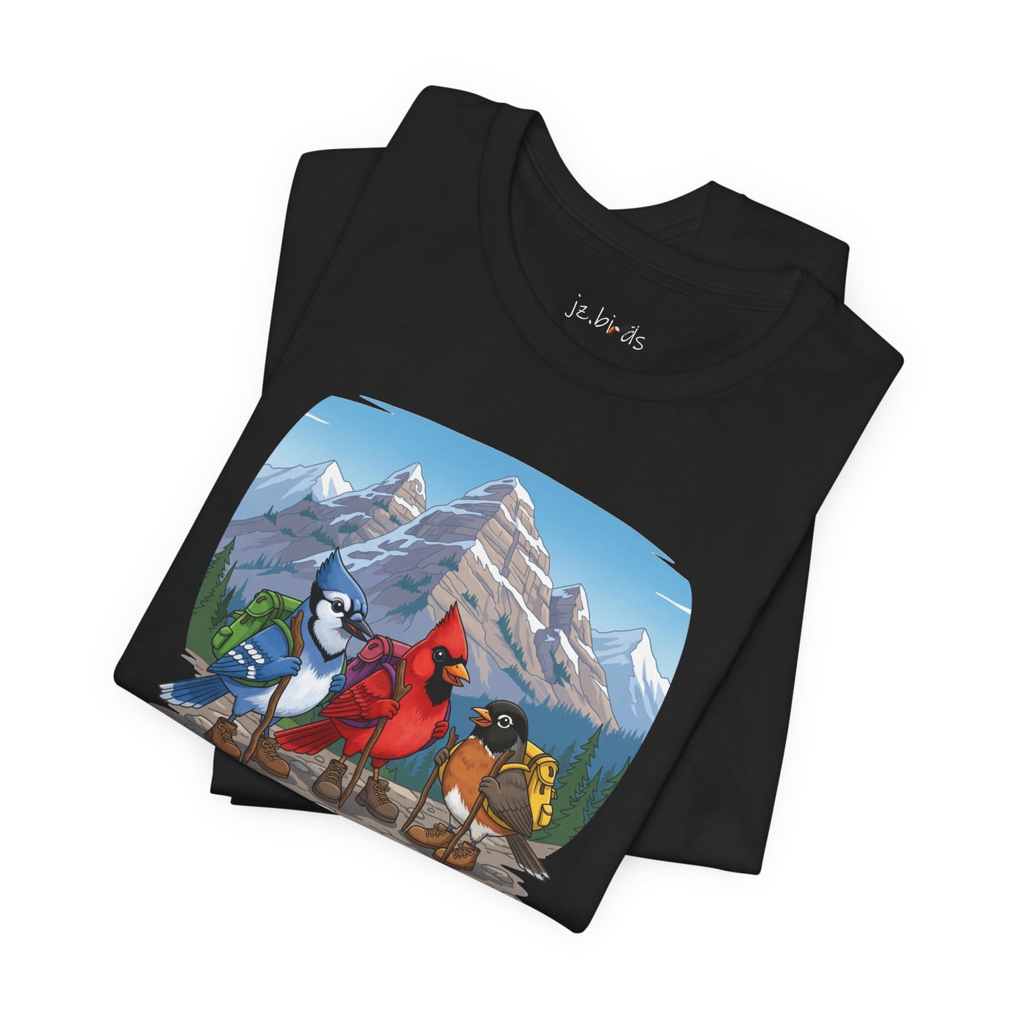 Birds Hiking T-Shirt Funny Cardinal Blue Jay Robin on a Hike Bird Watcher Bird Lover