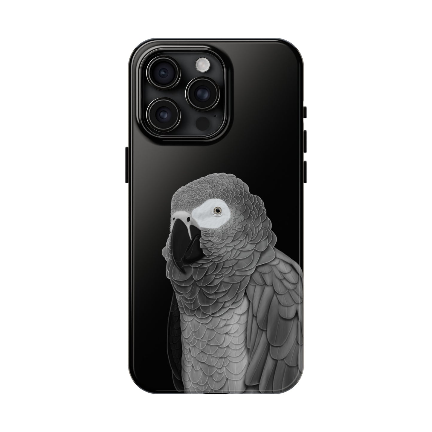 Grey Parrot Bird Art Tough Phone Case Black