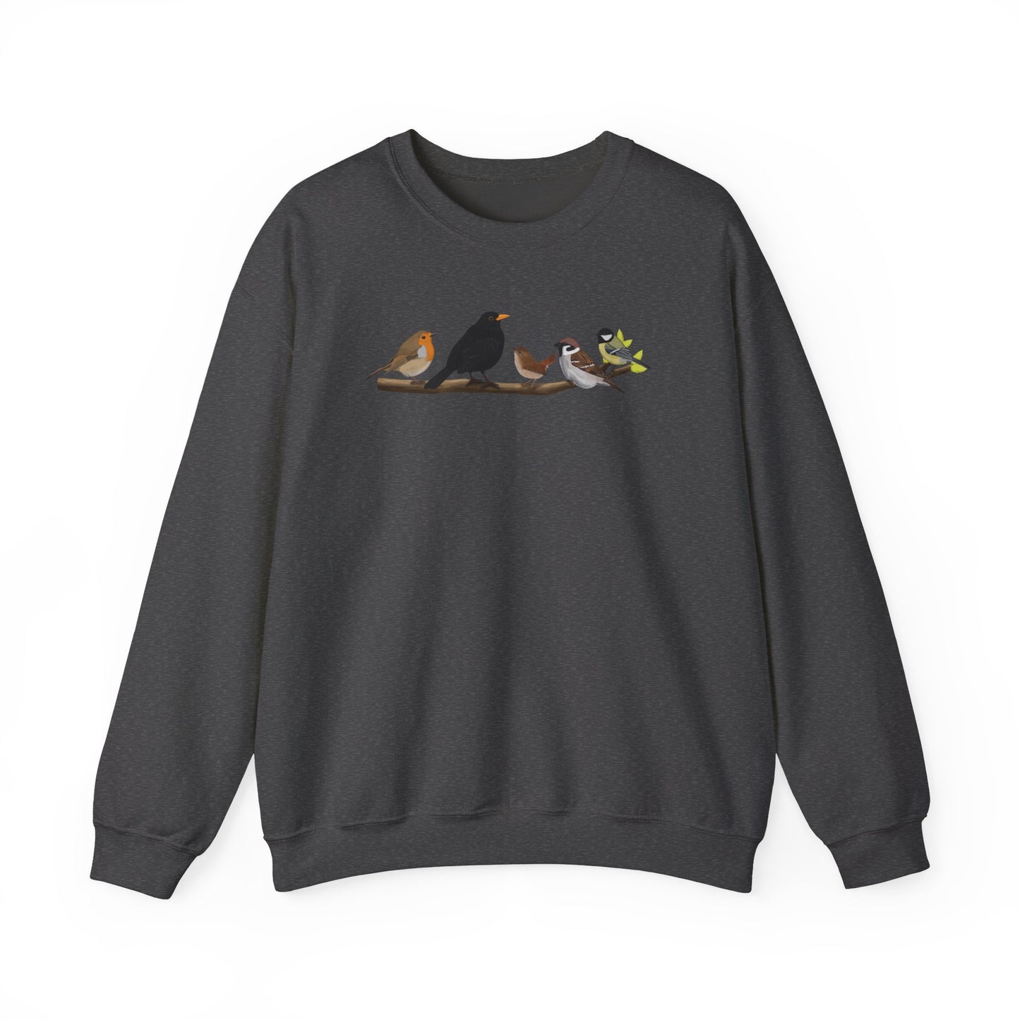 Vögel auf einem Ast Vogel Sweatshirt Amsel Rotkehlchen Kohlmeise Zaunkönig Spatz
