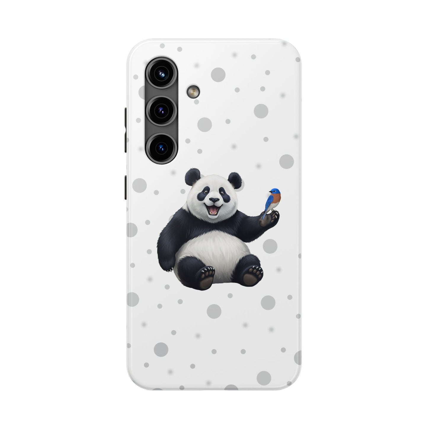 Cute Panda Bear with a Bluebird Animal iPhone Case - Dual-Layer PC/TPU Protective Cover for iPhone