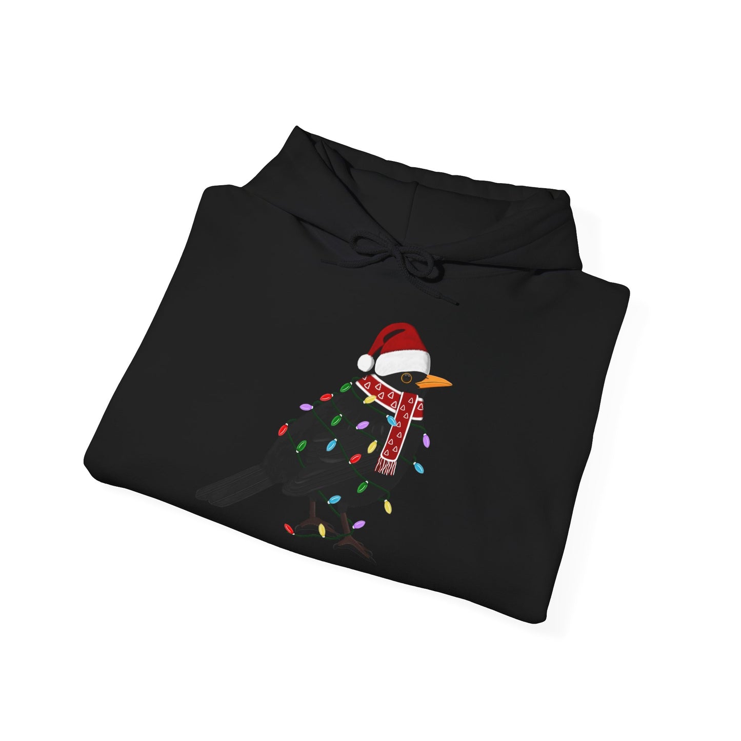 Amsel Weihnachts-Hoodie - Vogel als Weihnachtsmann mit Lichterkette Sweater