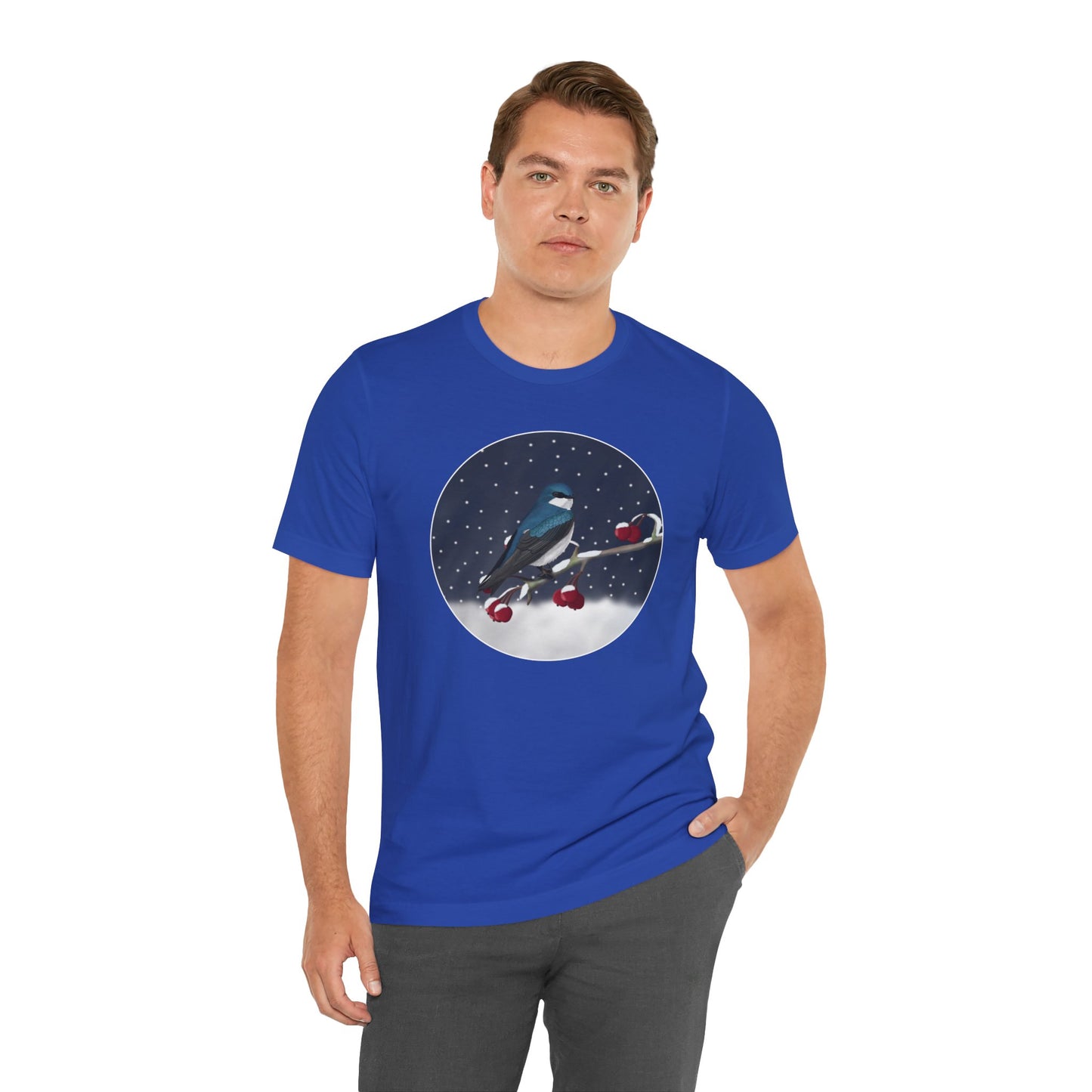 Tree Swallow on a Winter Branch Birdwatcher Christmas Bird T-Shirt