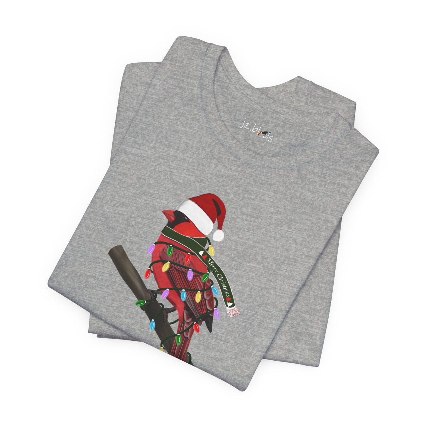 Cardinal with Fairy Lights Christmas Bird T-Shirt