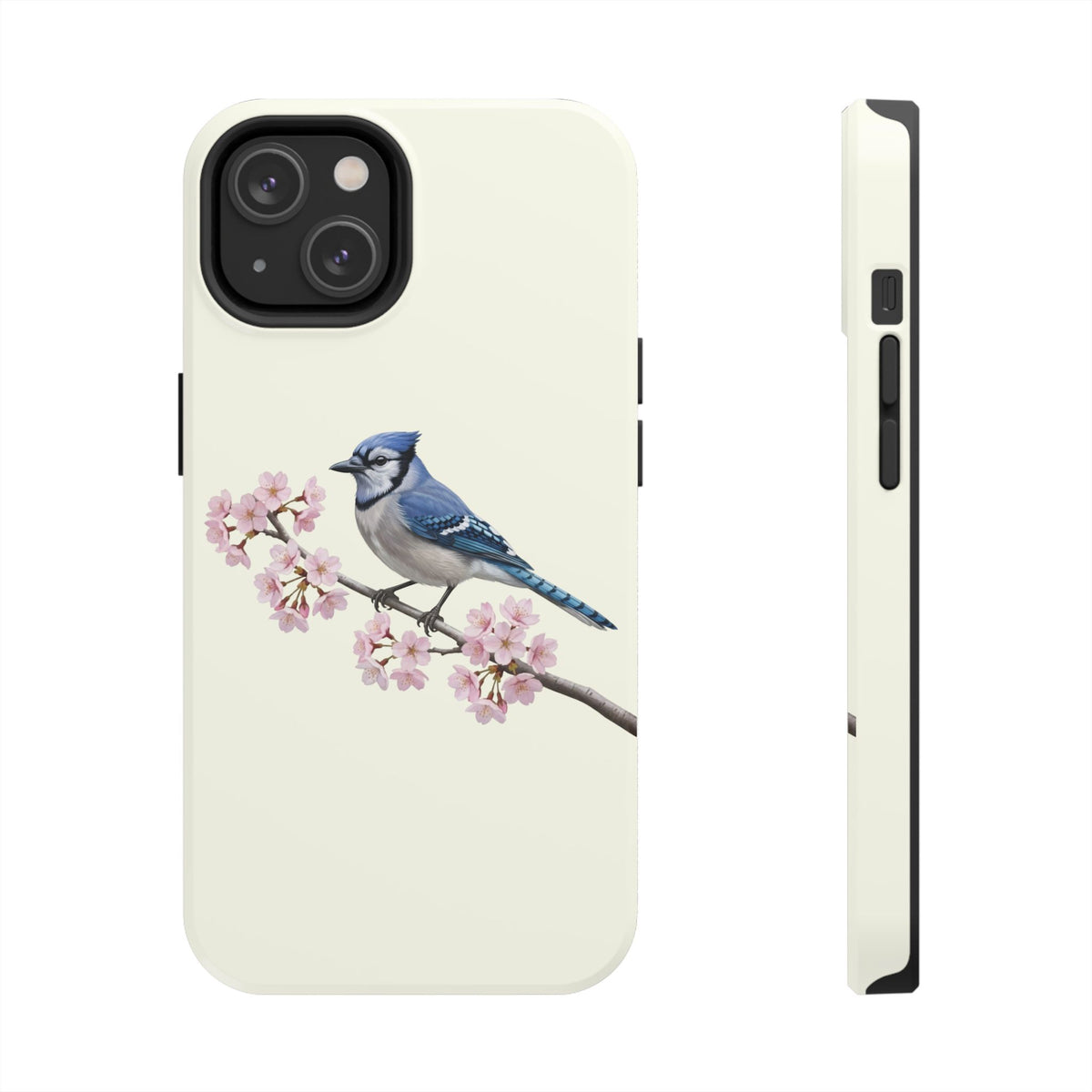 Blue Jay & Cherry Blossom Tough iPhone Case Creamy White
