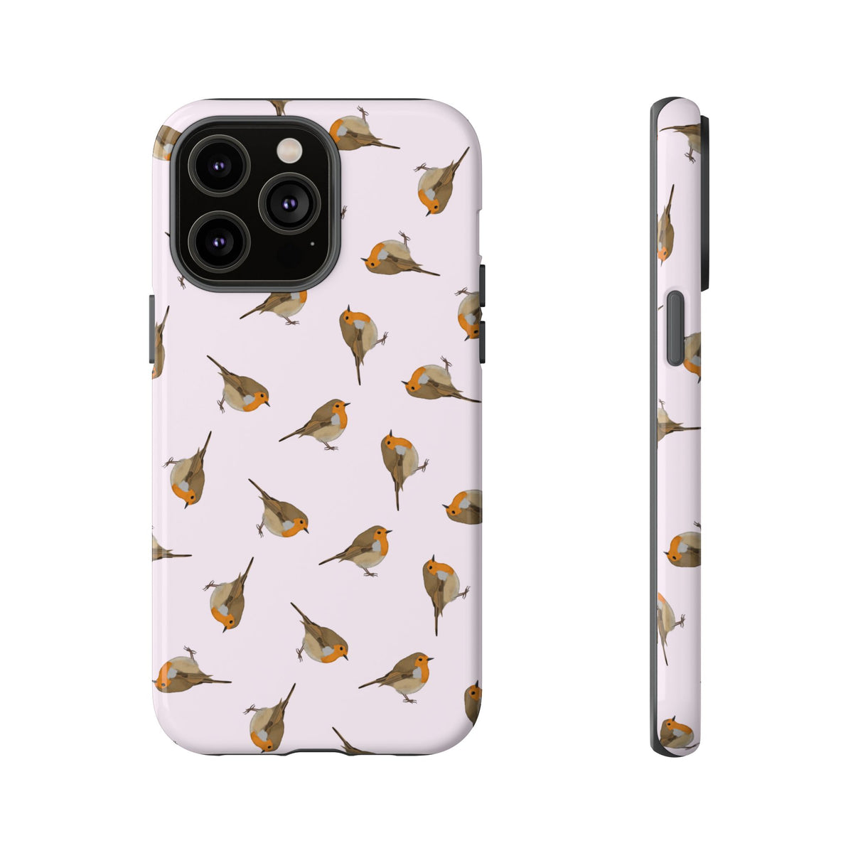 Funda para móvil con motivo de petirrojo en rosa | Motivo de pájaro para iPhone y Google Pixel
