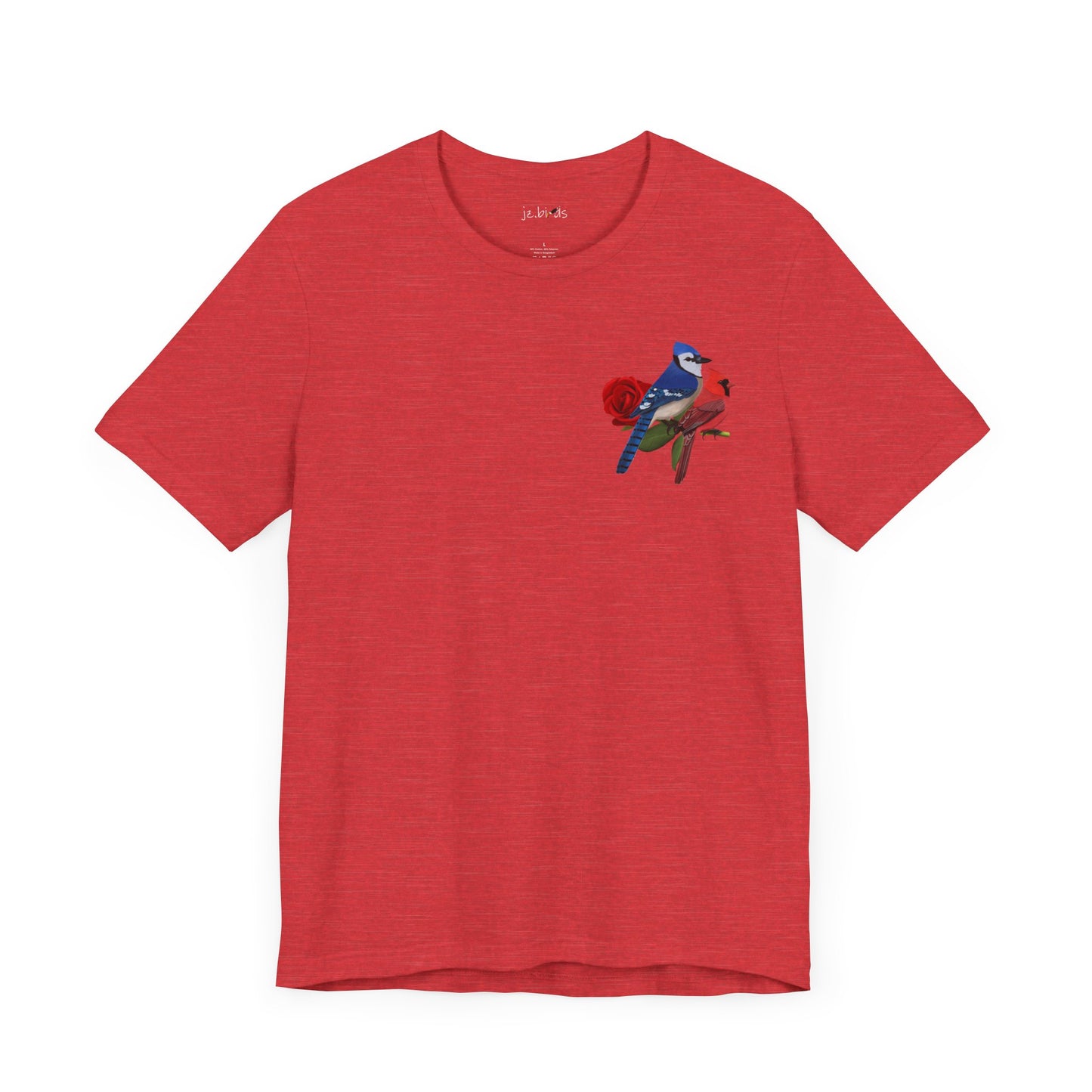 Valentine's Day Blue Jay Cardinal Birds on Rose T-Shirt