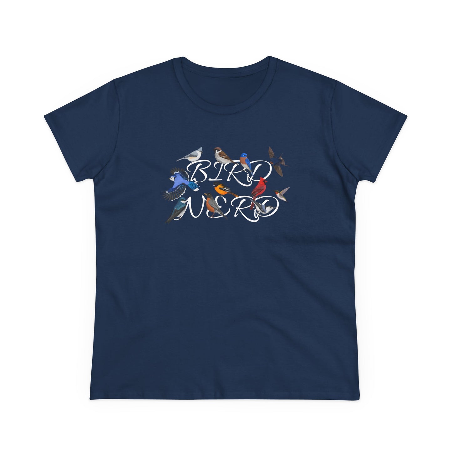 Bird Nerd Blue Jay Cardinal Bluebird Bird Design for Birdwatchers and Bird Lovers Women's T-Shirt