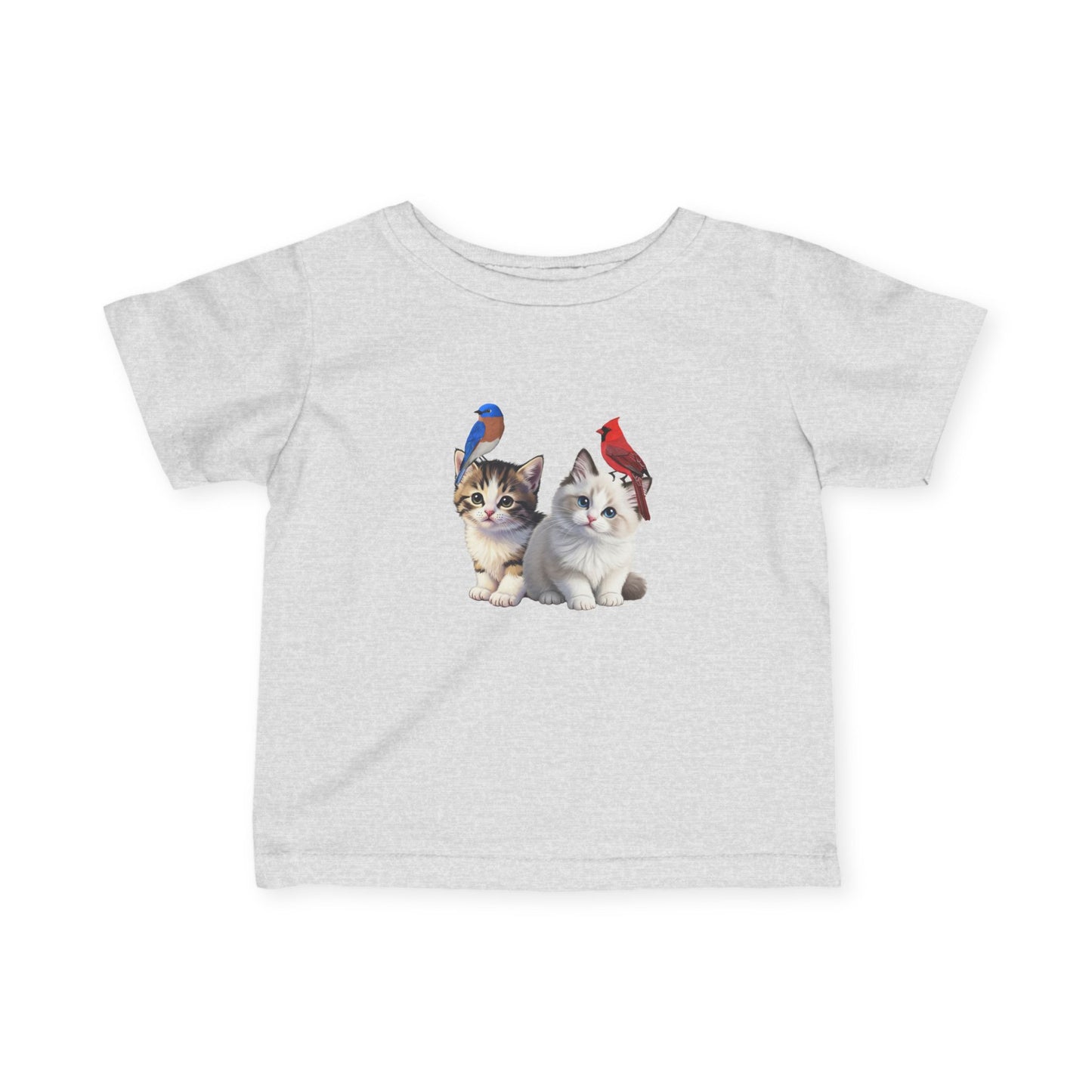 Cute Kitten Baby & Toddler T-Shirt with Bluebird Cardinal Bird