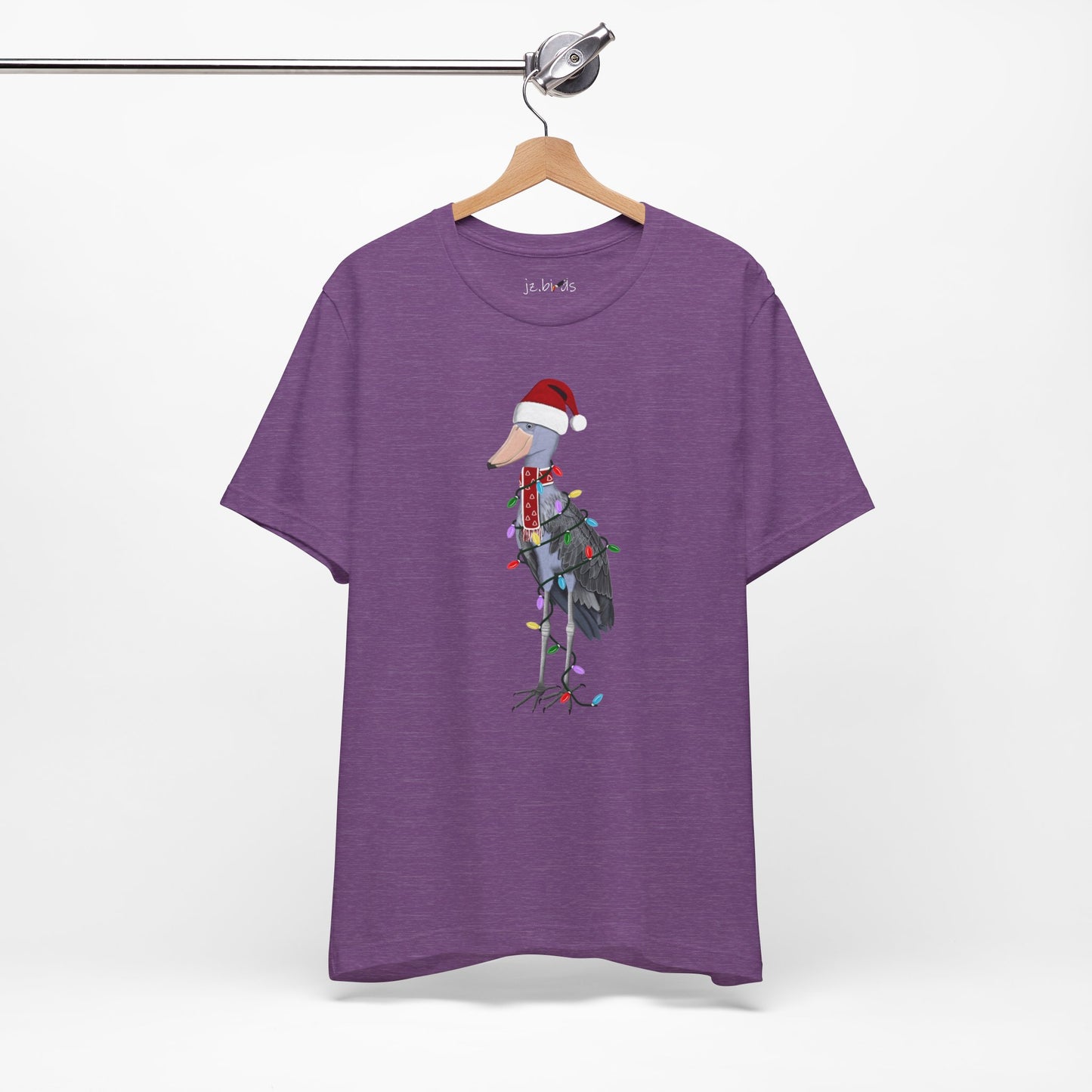 フェアリーライト付きハシビロコウのクリスマスバードTシャツ
