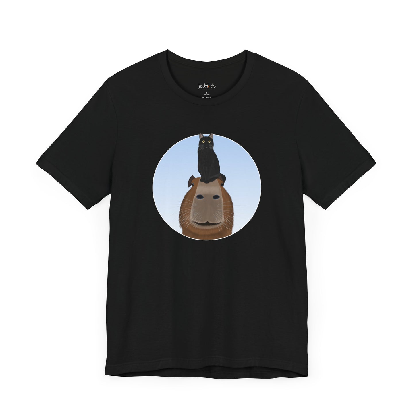 Capybara with Friendly Black Cat Funny T-Shirt