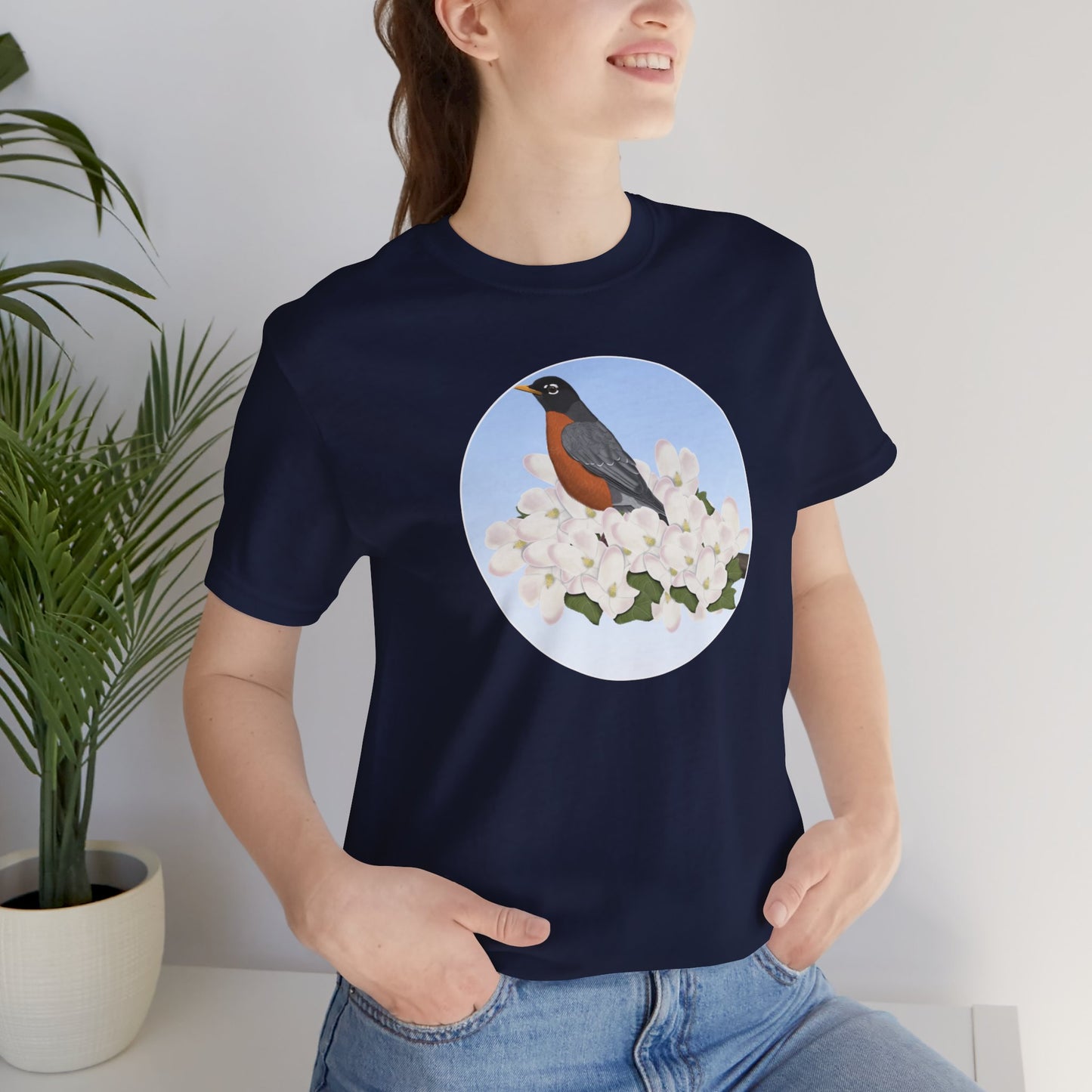 American Robin and Spring Apple Blossoms Bird T-Shirt