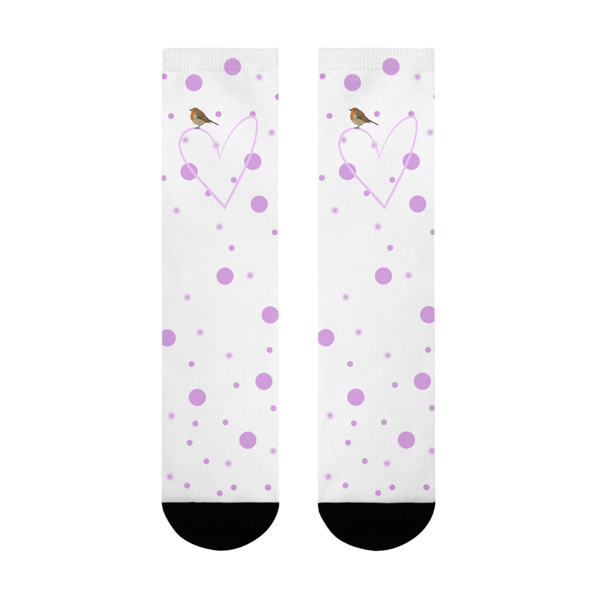 Rotkehlchen Vogel Socken mit Rosa Herz und Punkten Valentinstag – Accessories,