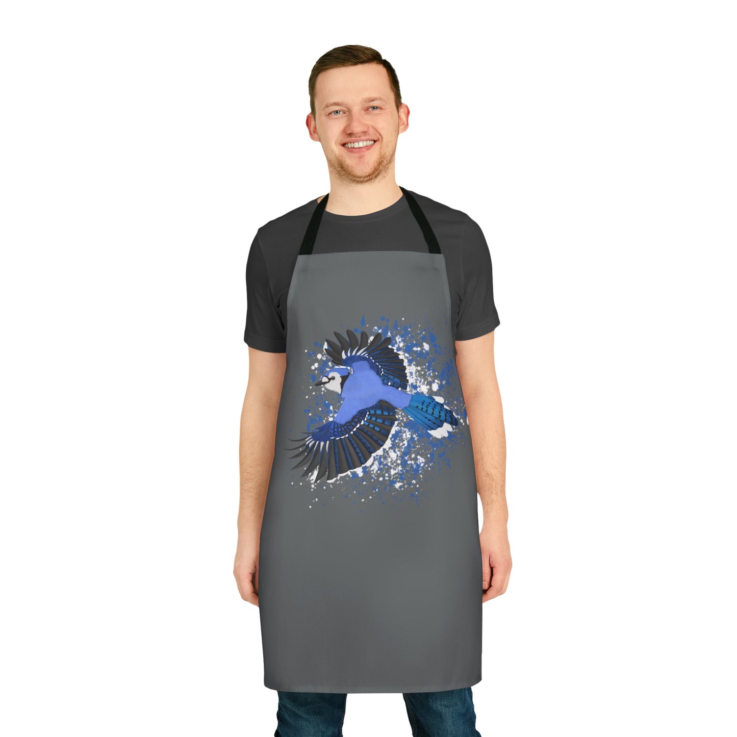 Blue Jay Birdwatcher Bird Art Apron Dark Grey