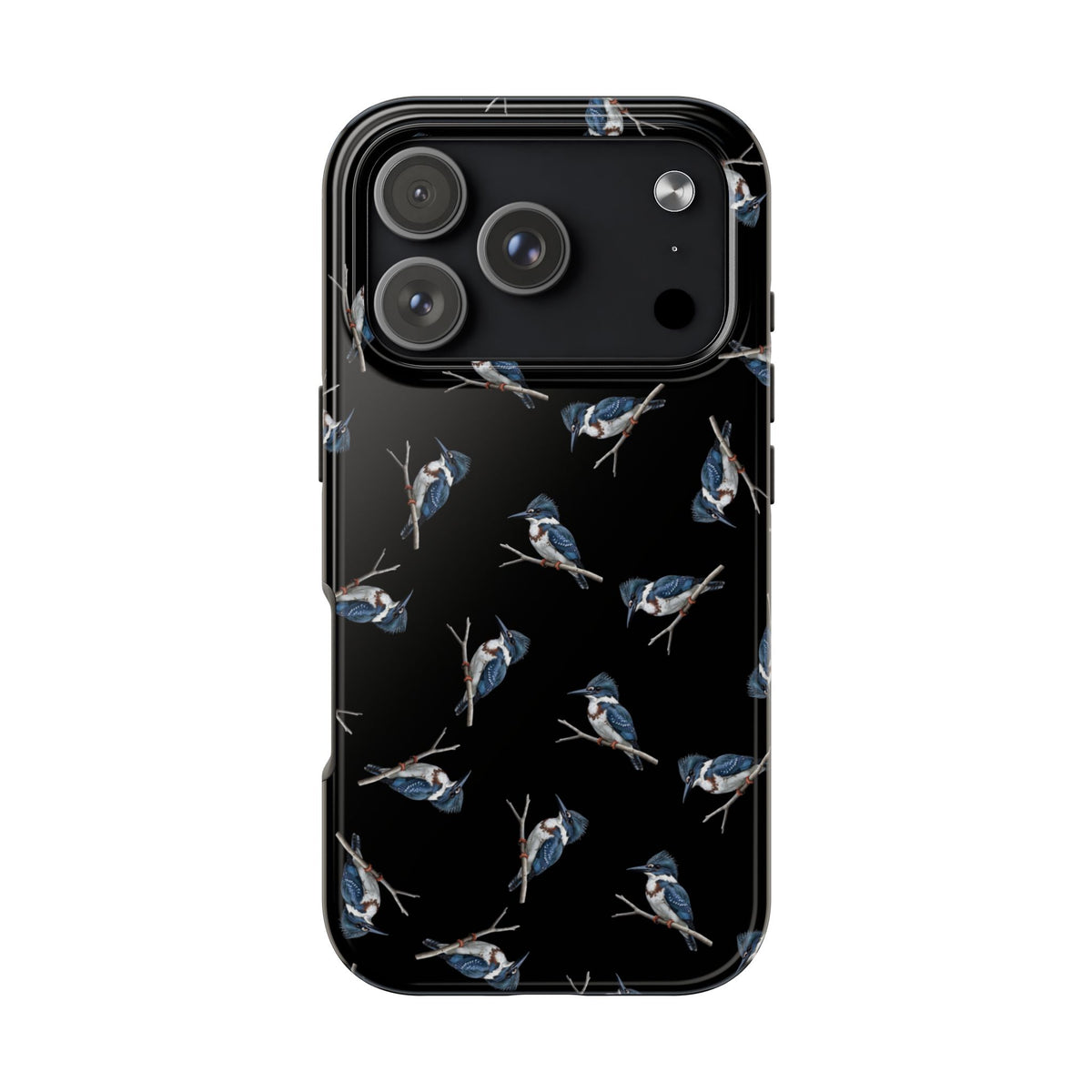 Belted Kingfisher iPhone Case Black – Premium Tough Phone Cover for Bird Lovers